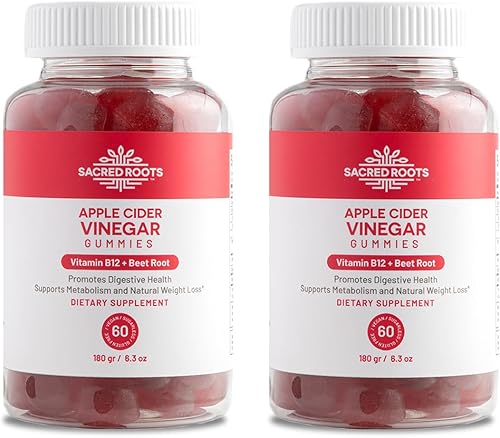 Gomitas de vinagre de sidra de manzana, sin azúcar, con vitamina B12 y polvo de remolacha, veganas, sin OMG y sin gluten, fabricadas en Estados