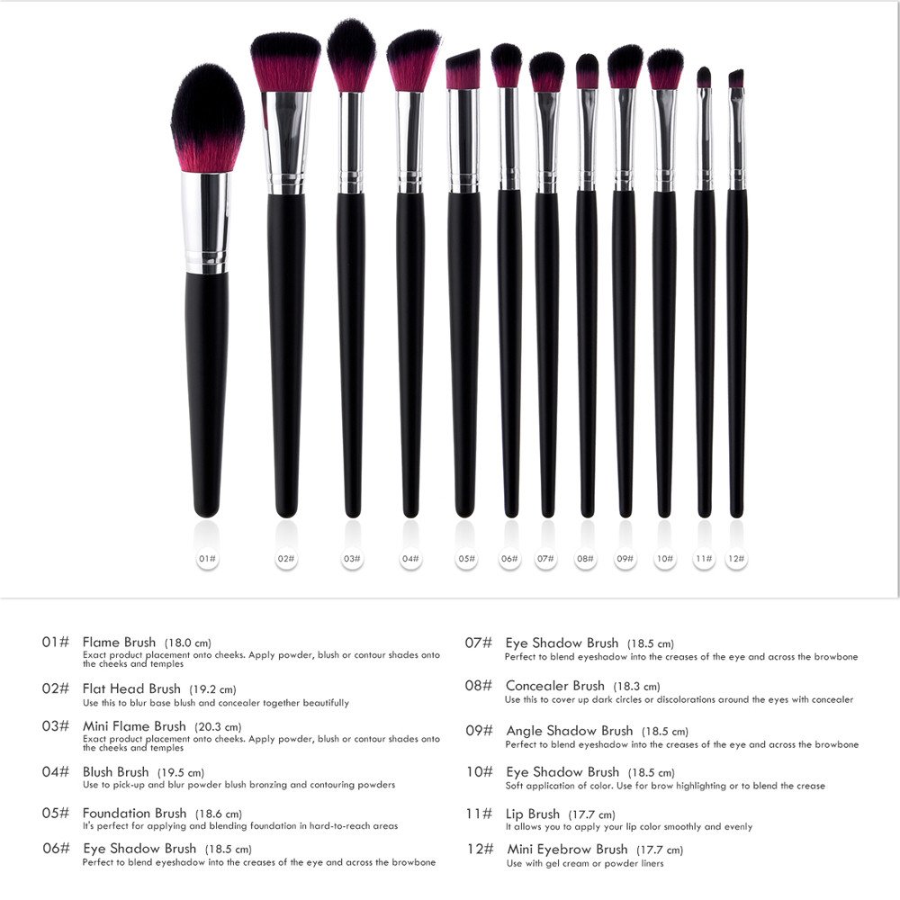 Set da 12 Pezzi Pennello per Eyeliner, ombretto, Labbra, Polvere, fondotinta, Pennello Star Make up Alien