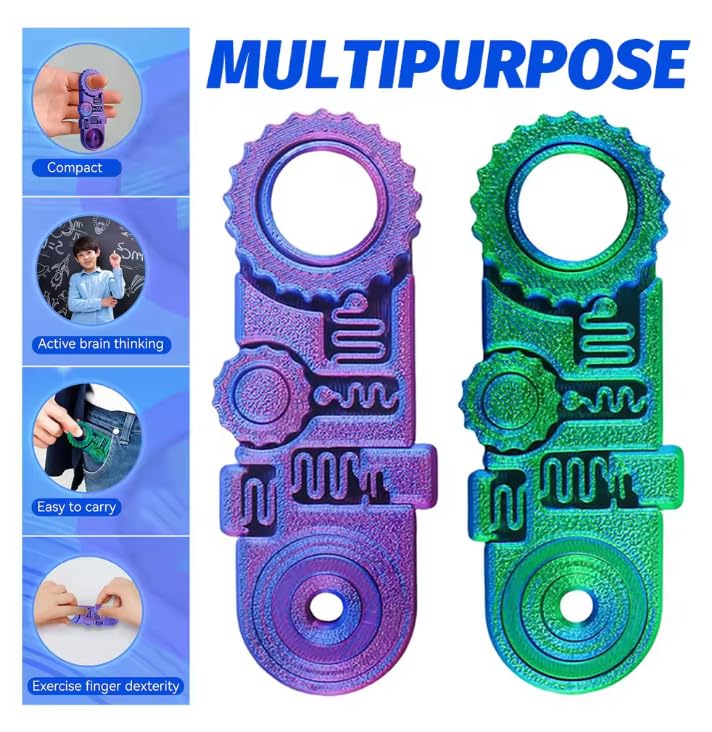 1pcs 5 in 1 3D Printed Roller Mindful Meditation Mind Sensory Relaxing Calm Gearball Spinners (Purple)