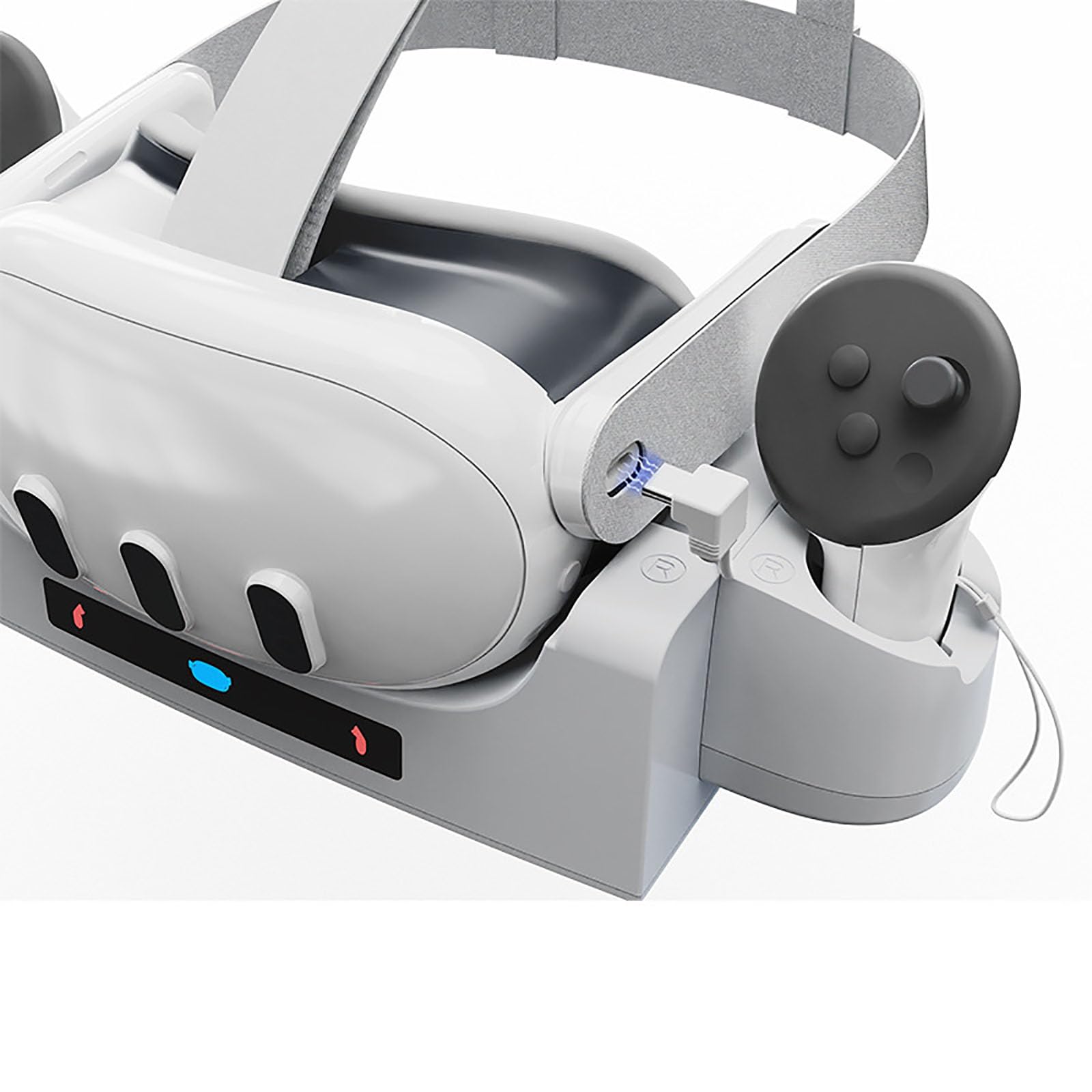 Ladestation kompatibel für Oculus/Meta Quest 3 VR Headset Ladeständer, 2 wiederaufladbare Batterien für Touch-Controller, LED-Anzeige, unterstützt Wandmontage