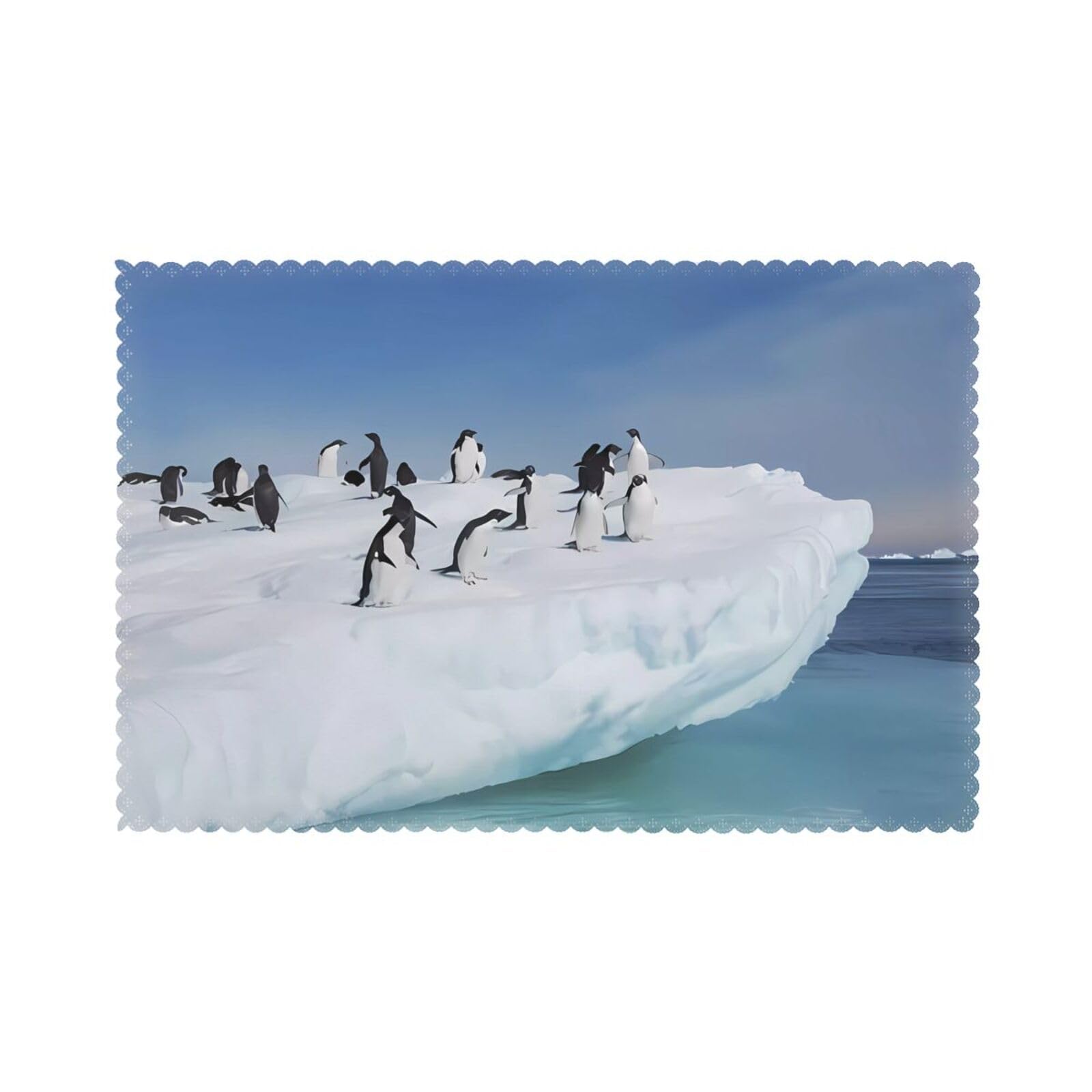 YYHWHJDE Snow mountain penguin Prints Placemats Set of 6 12x18in - Engineered for Durability & Heat Resistance Polyester