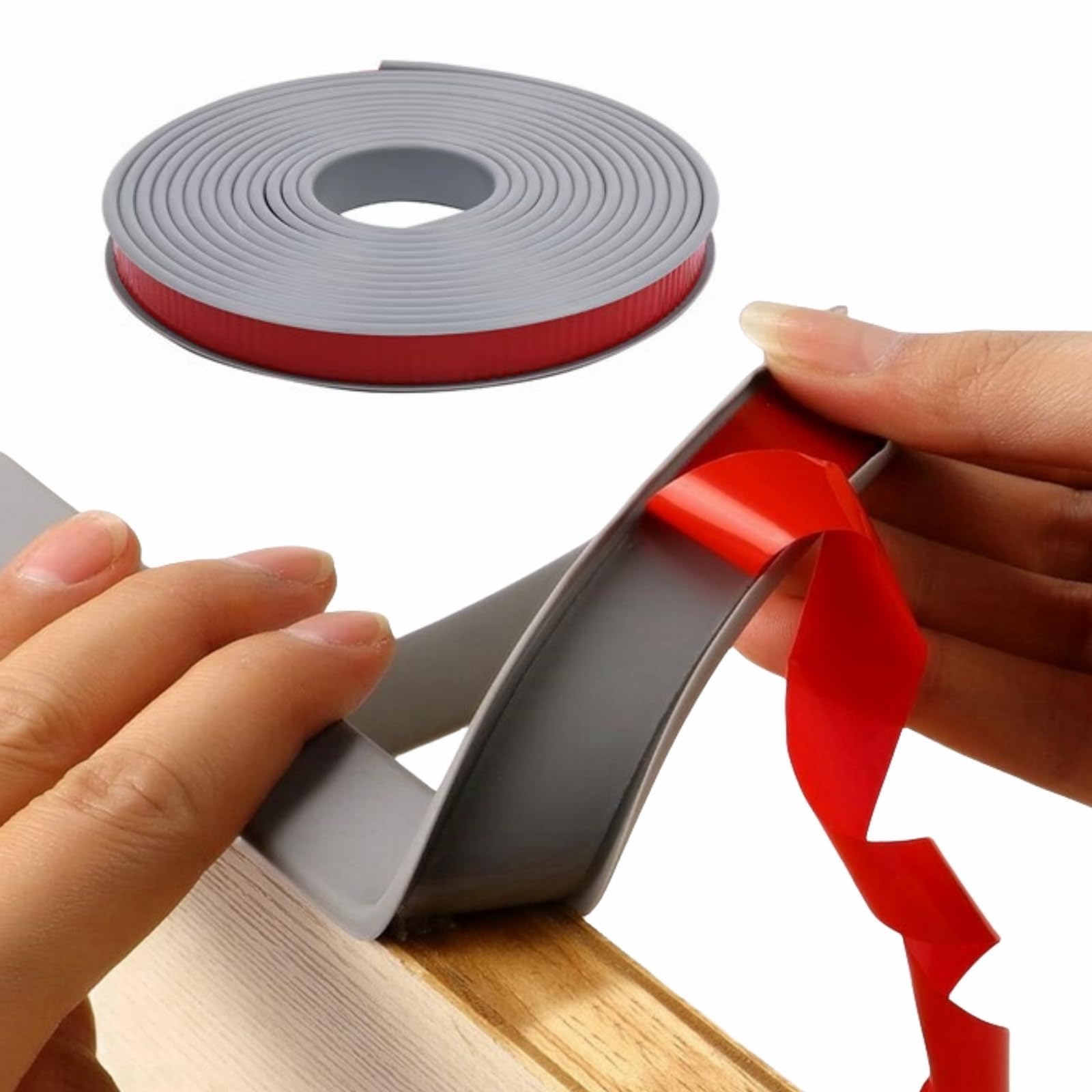U-Shape Flexible Furniture Edge Banding, U-Shape TPE Flexible Self Adhesive Furniture Edge Banding 5M Multicolor 9-40mm(Grey,32mm)