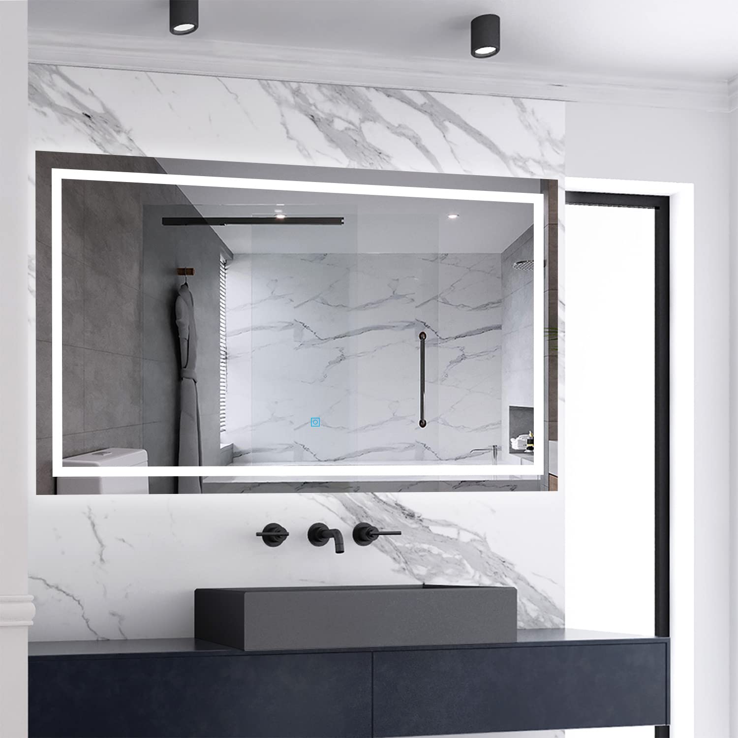 Skybathroom 1400x700mm LED Illuminated Bathroom Mirror with Demister Pad|Wall Mounted|Anti-fog|Touch Sensor|IP44