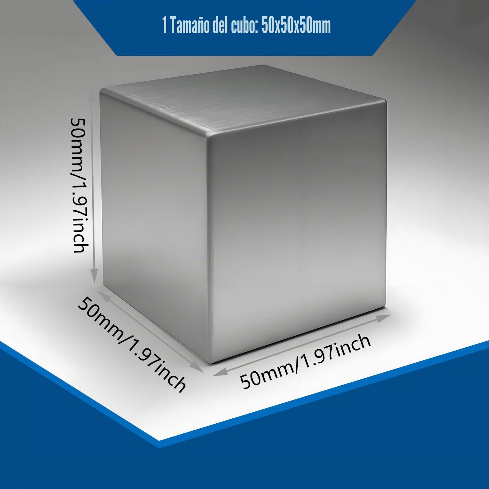 Cubo De Tungsteno Puro 99,99%, Cubos Metálicos De Alta Densidad para Colecciones De Elementos, Experimentos De Laboratorio, Material para Hobbies,50 * 50 * 50mm