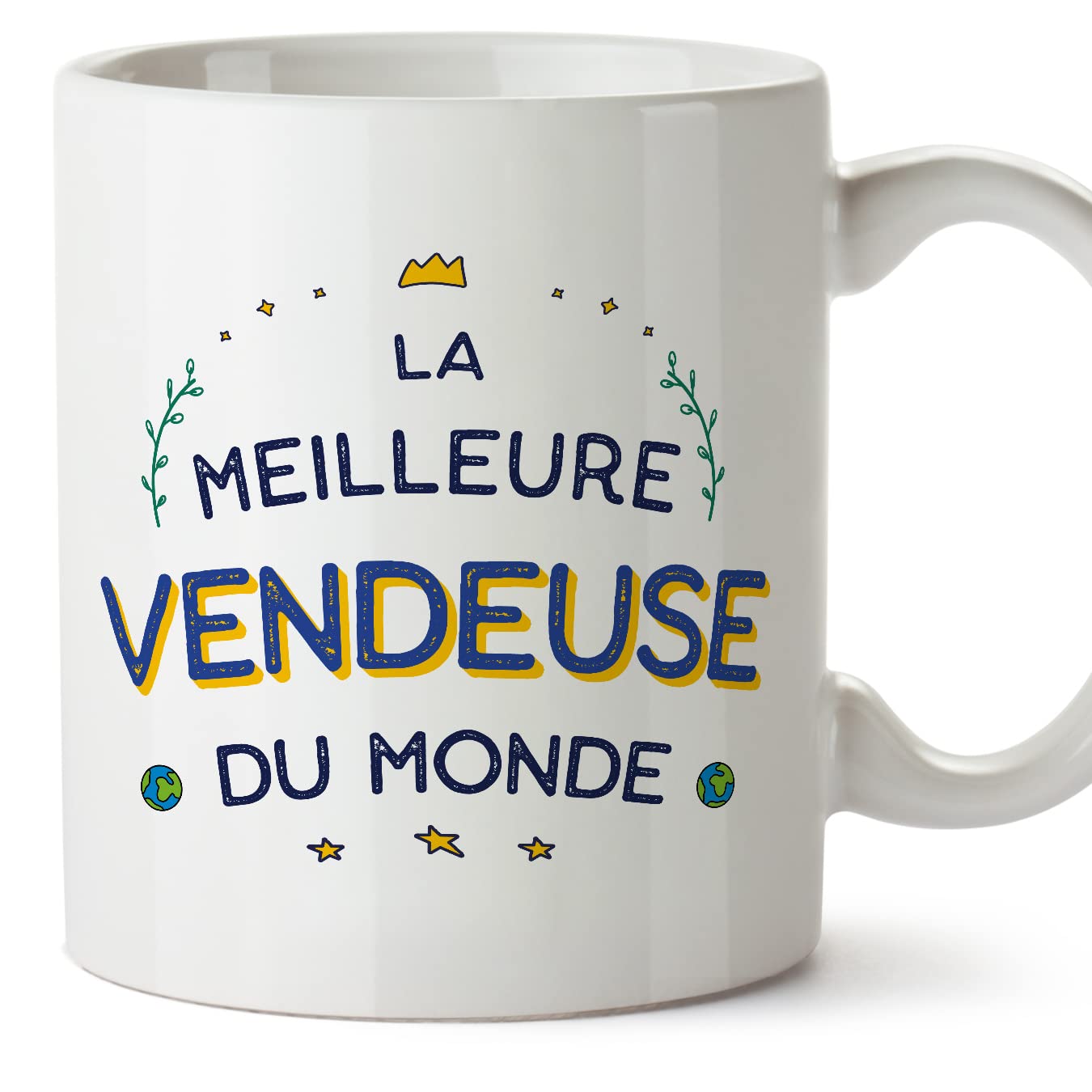 MUGFFINS Saleswoman Woman Mug - in French - Meilleur du Monde - Funny Gift for Colleagues - Ceramic 11oz Mug