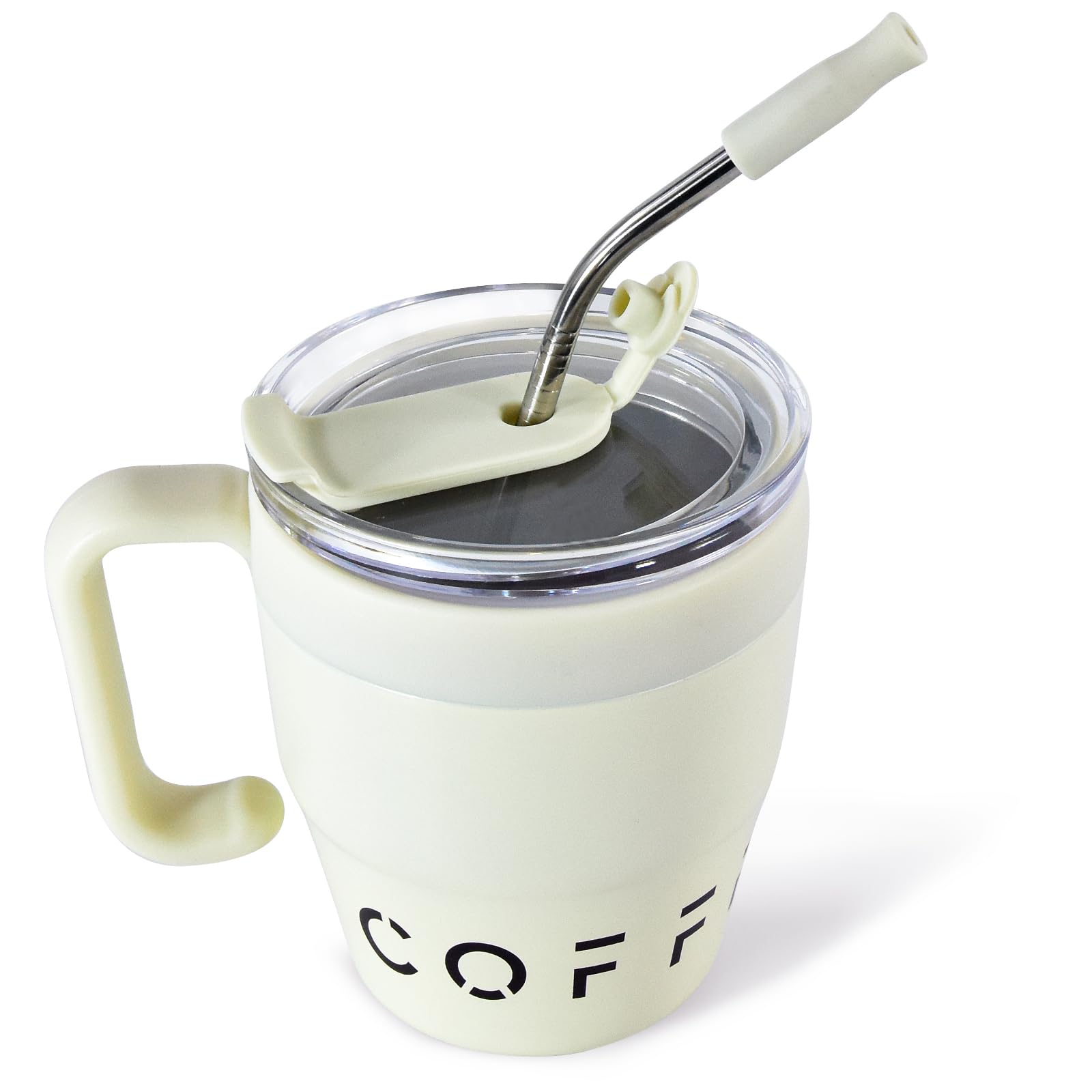 Taza de café aislada con asa, bonita taza de viaje de 14 onzas, vaso de café de acero inoxidable al vacío, taza de hielo para mantener las bebidas calientes o frías para camping, oficina y regalos de