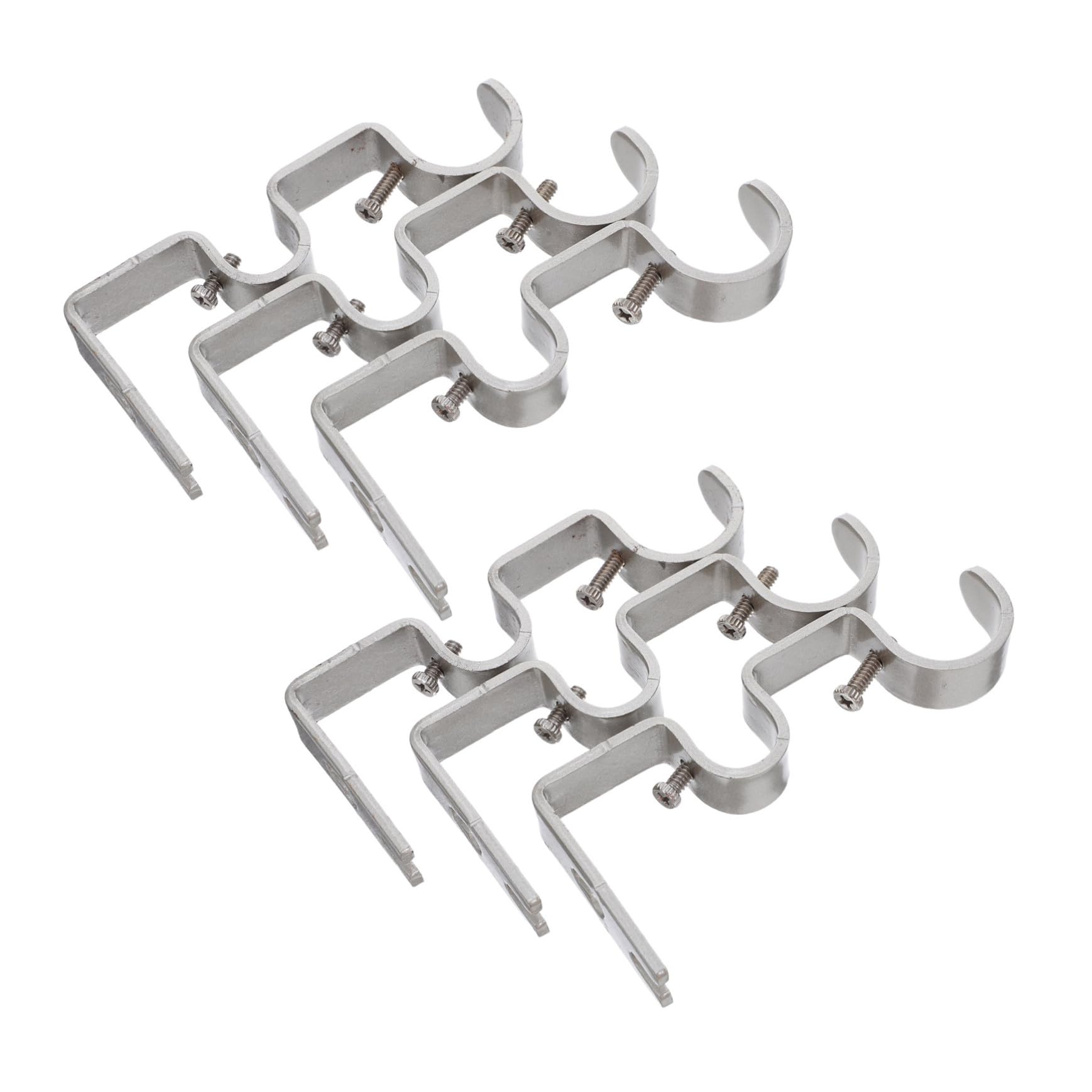 Support de Tringle à Rideaux Argenté en Fer, Lot de 6