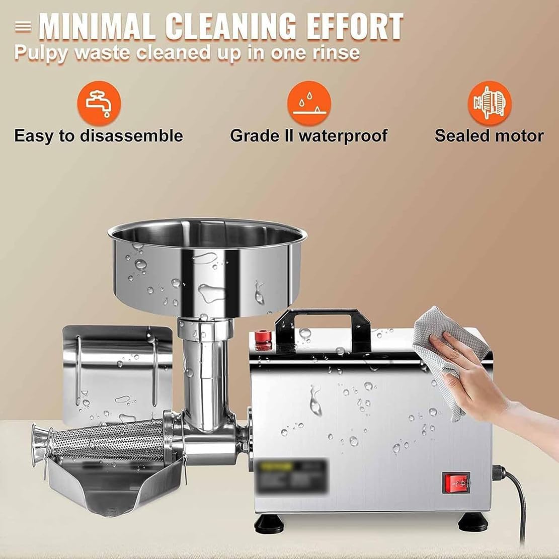 NYMFEA 370W Electric Food Strainer and Sauce Maker, Commercial Tomato Milling Machine, Stainless Steel Fruit Press Squeezer Jam Machine, for Canning Tomato Purees, Sauces and More