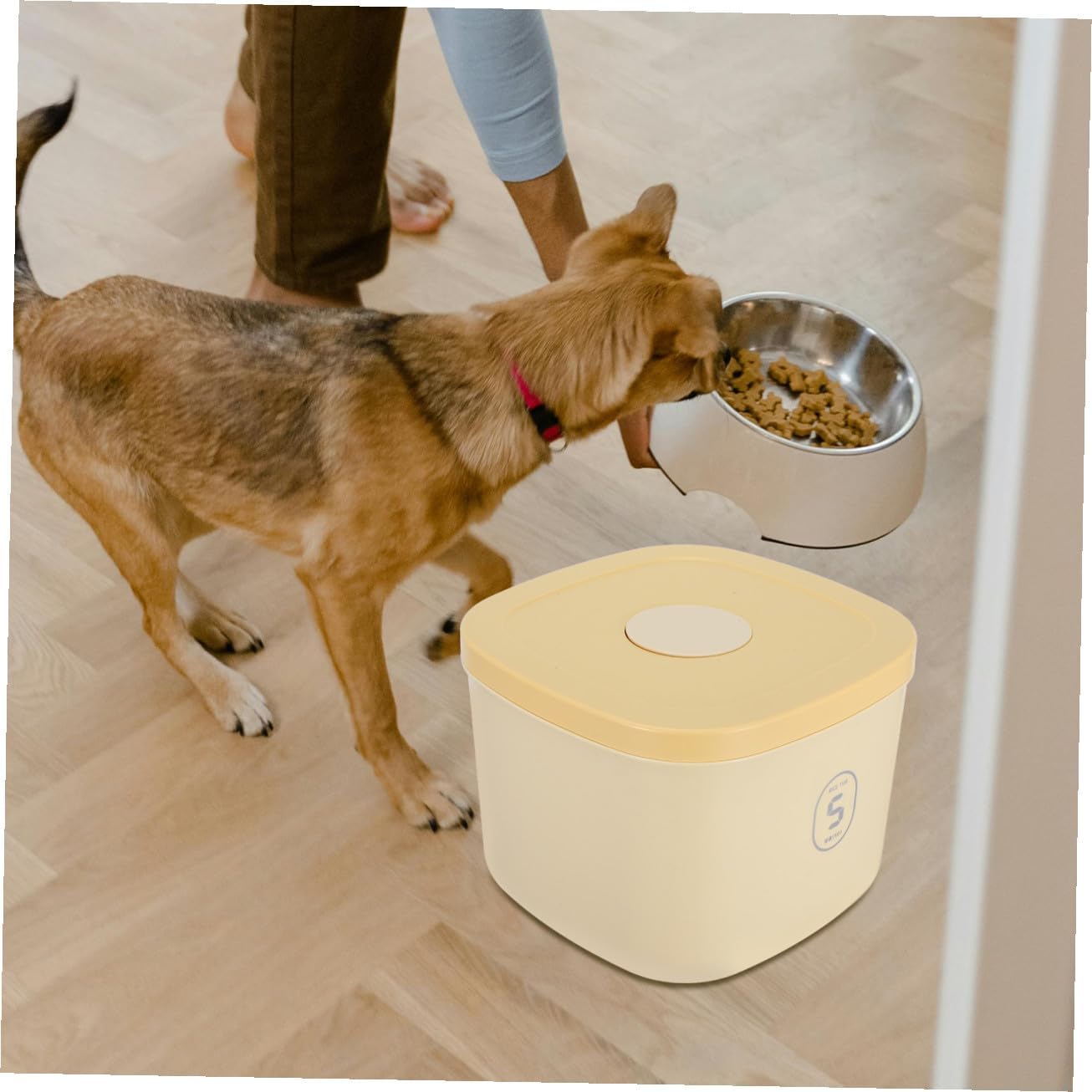 Airtight Vacuum Sealed Small Yellow Grain Bin Moisture-proof Cat and Dog Food Holder for Household Pet Food Storage