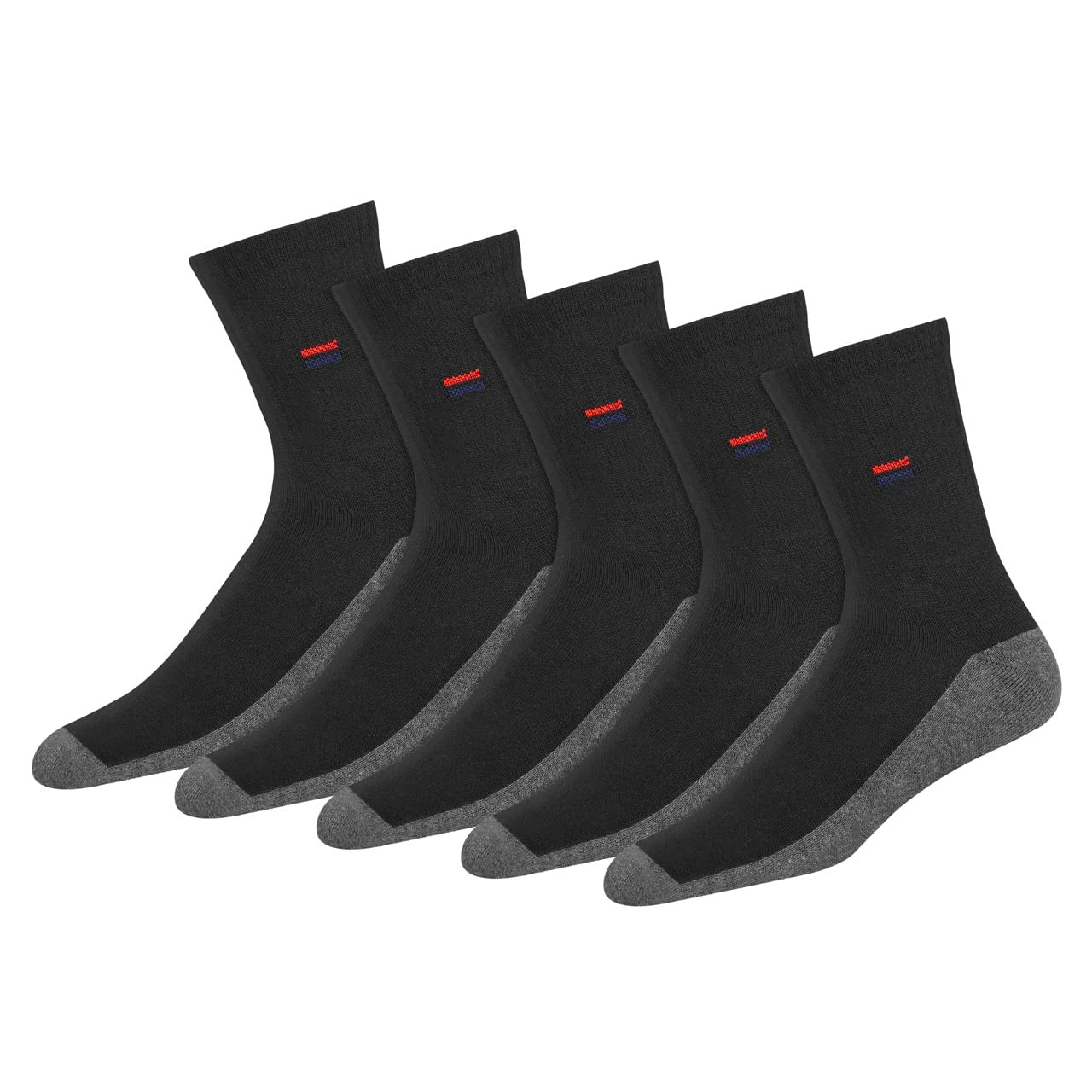 Navy Sport Men's Solid Cushion Comfort Cotton Crew Socks, Pack of 5 Pairs (Shoe Size: 5-12)