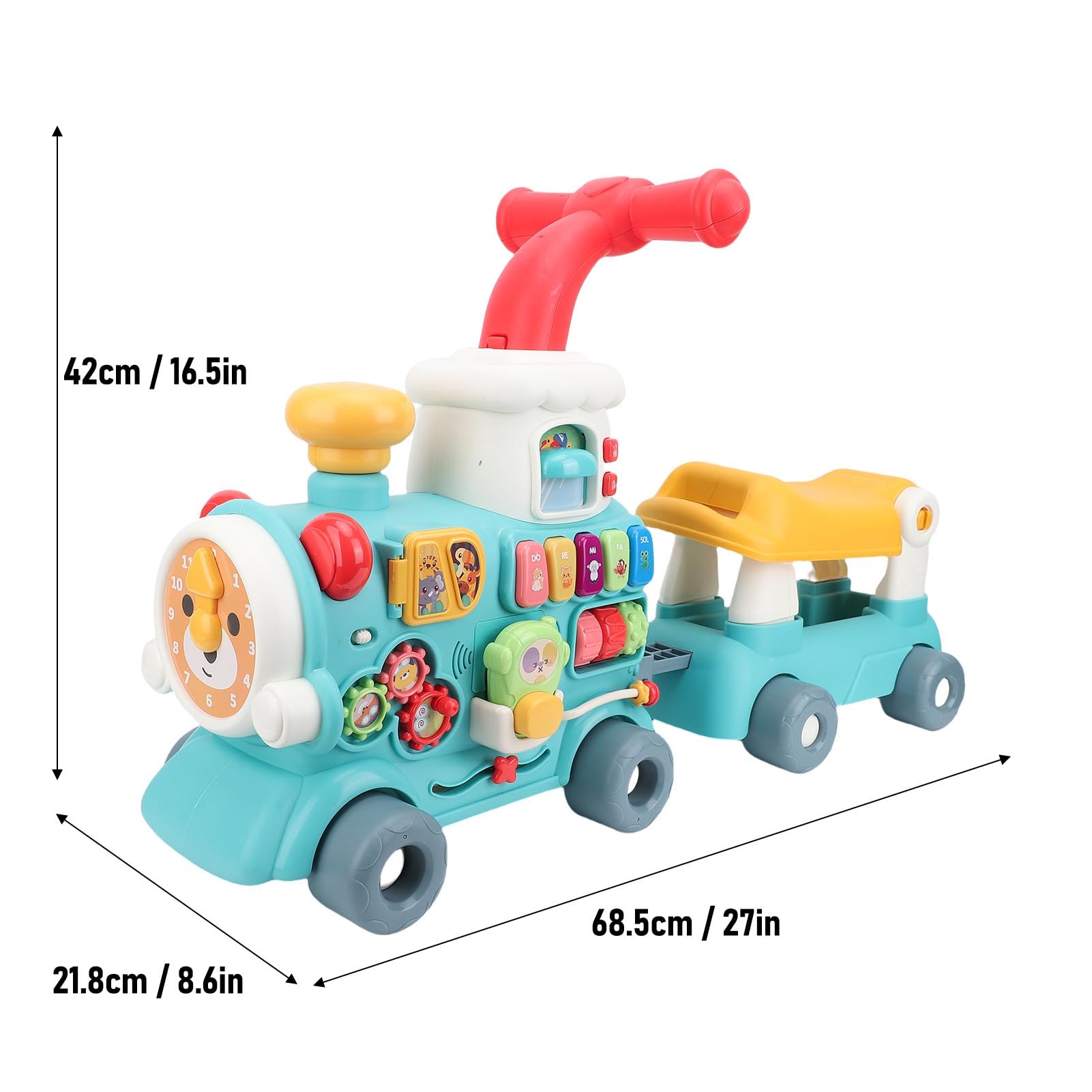 Girello Didattico per Bambini Cavalca il Trenino a Spinta con Blocchi di Forma Coordinata per Avventure a Tema STEAM, Girello per Bambini Giocattolo a Spinta per Coinvolgere le Interazioni