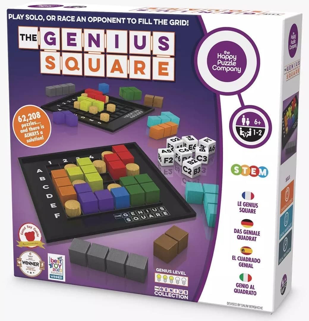 Happy Puzzle THE GENIUS SQUARE - STEM puzzle game, for Kids, Adults, Family & Friends Indoor board game| Learning, Fun, Educational, Entertainment, Brain Train, Spatial Skills, Shapes & Tiles (B07KCDBJTX) Amazon Price History, Amazon Price Tracker