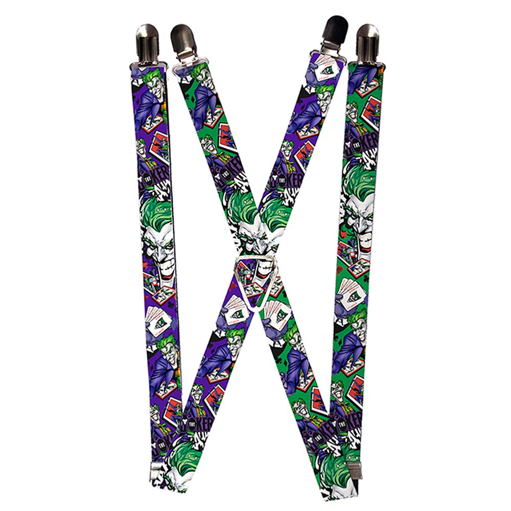 Buckle-Down Men's Suspenders - the Joker Playing Cards Poses Suspenders, Multi, One Size UK