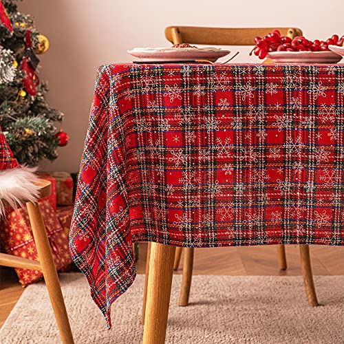 Mateju Navidad Manteles Rectángulo Cuadrado Mantel Resistente Mantel Antimanchas Cubierta de Mesa para Interiores,Comedor,Salon (90x90cm,Rojo)
