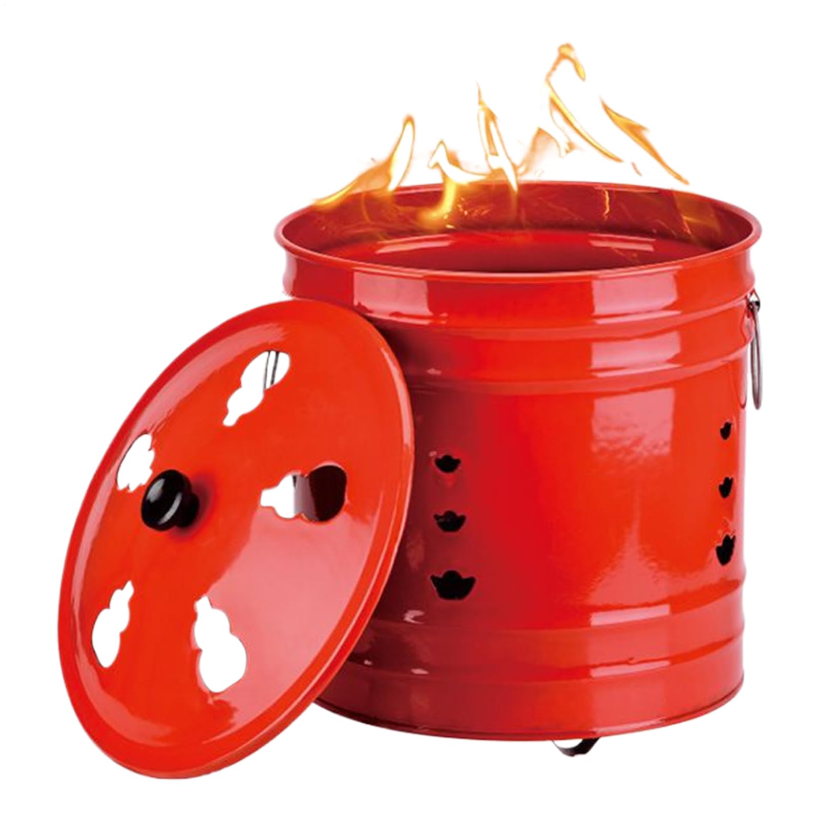 Baril de Combustion avec Couvercle – Poignée Ergonomique – Brûleur de Papier – Seau Anti-étincelles pour Jardin, terrasse, Plage, Porche, Balcon, arrière-Cour, terrasse intérieure