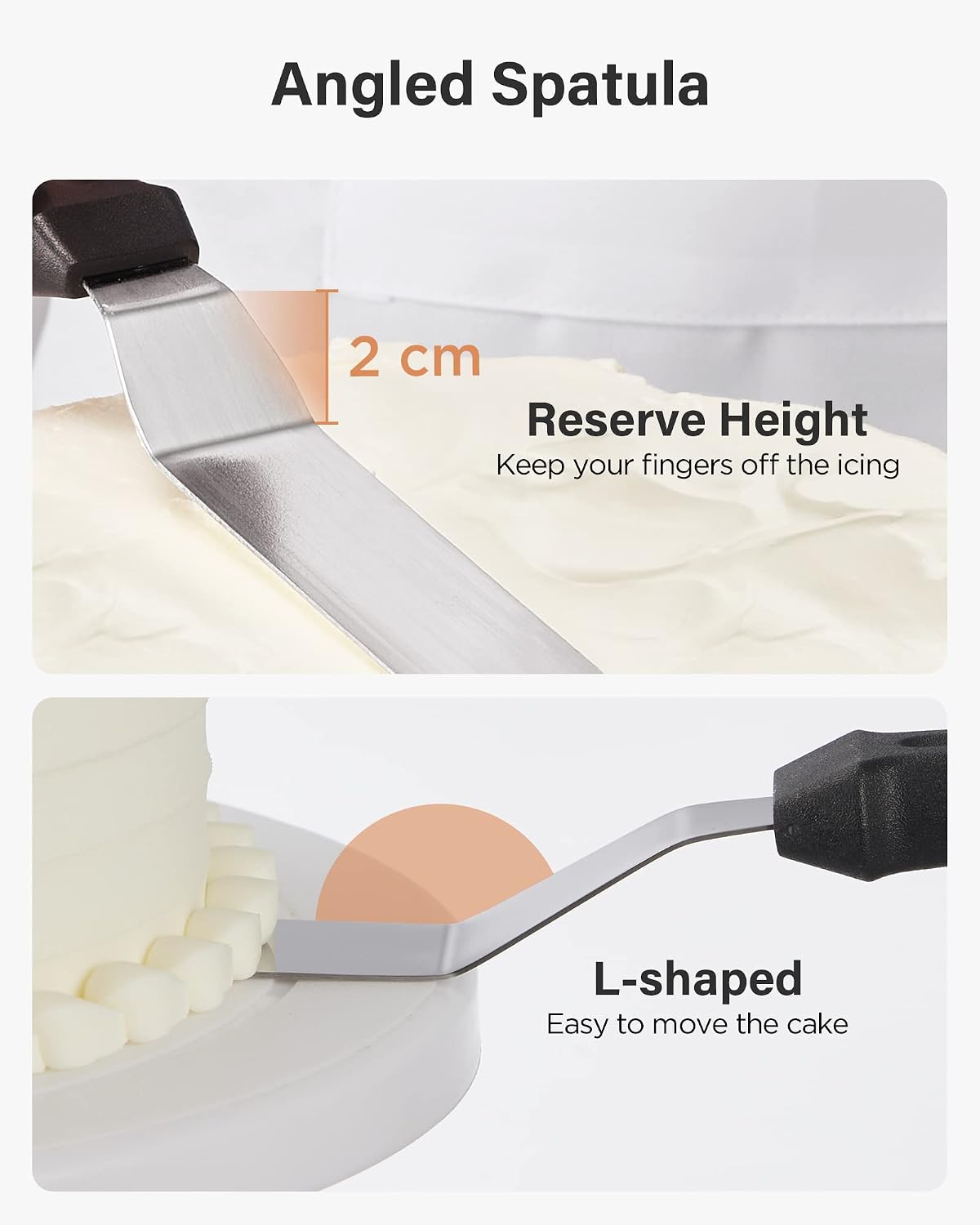 Kootek Cake Decorating Kit Baking Supplies Cake Turntable with 2 Frosting Straight Angled Spatula 3 Icing Smoother Scrapers Baking Accessories Tools for Beginners and Pros, White