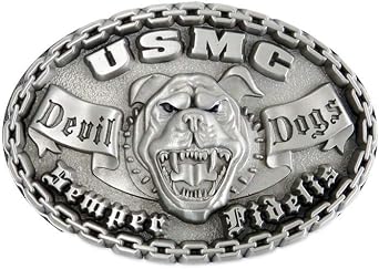 Indiana Metal Craft USMC Devil Dogs Pewter Buckle with Belt - MADE IN USA
