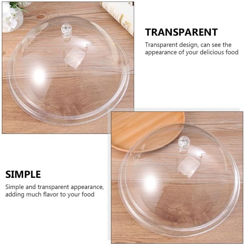 2 Pack Round Transparent Acrylic Food Dome Covers, 11.02 x 11.02 x 4.72 Inch, Reusable Food Protectors for Fresh Keeping, Heat Preservation, Kitchen and Entertaining