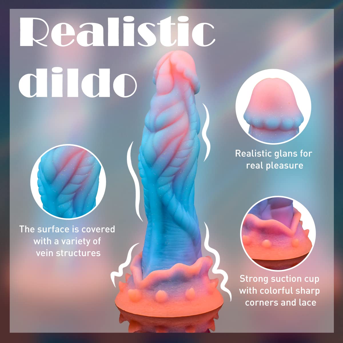 Fantasy Alien Dildo Dragon Dildo for Men, 9.1“ Soft Monster Dildos with Raised Texture, Silicone Horse Animal Penis with Suction Cup, Glow in The Dark Dog Knot Dildos Luminous Adult Toys for Women