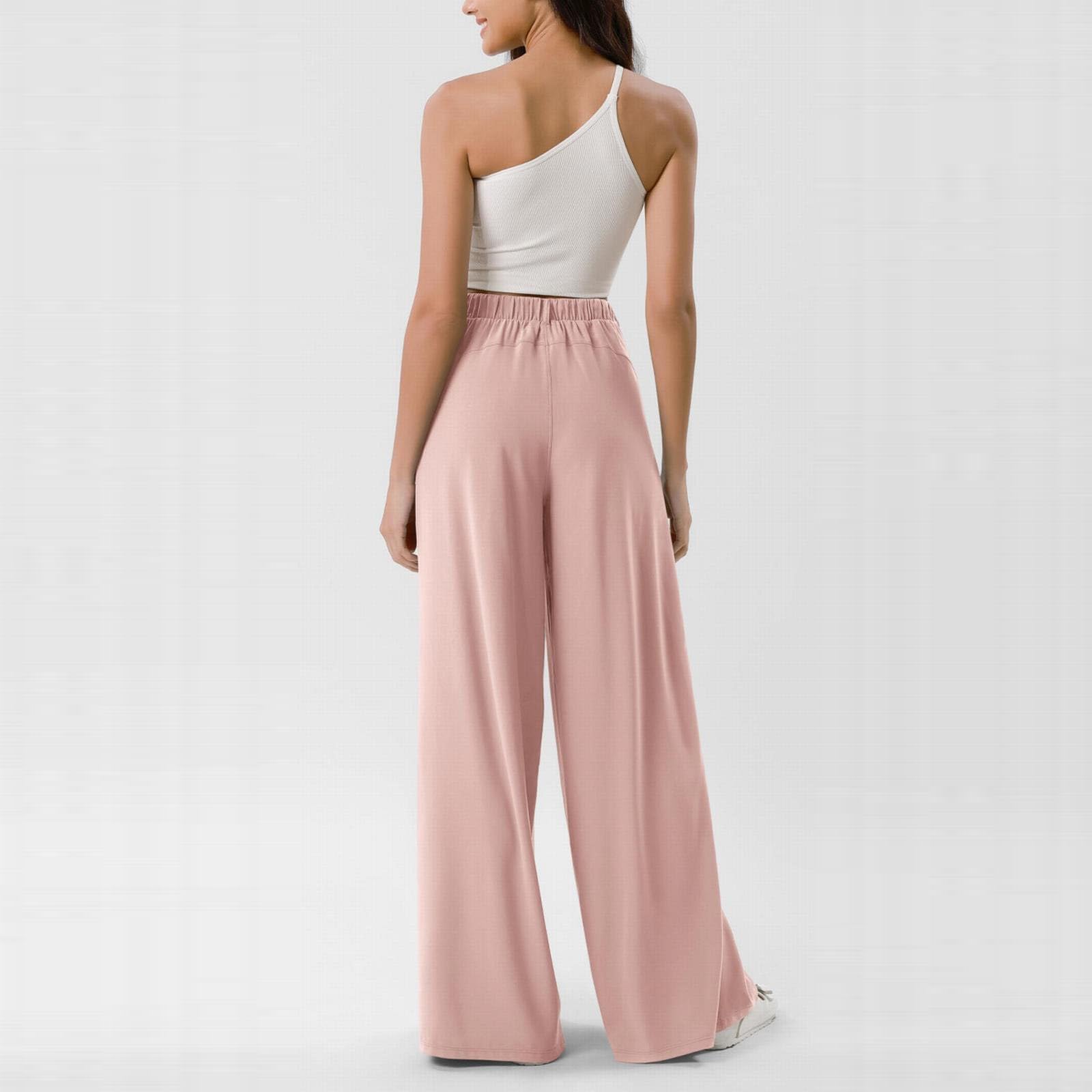 Palazzo - Pantaloni estivi da donna, leggeri, in tessuto, per il tempo | Pantaloni da lavoro leggeri e traspiranti, estivi, per tutti i giorni, per il tempo libero, gamba larga, vita alta