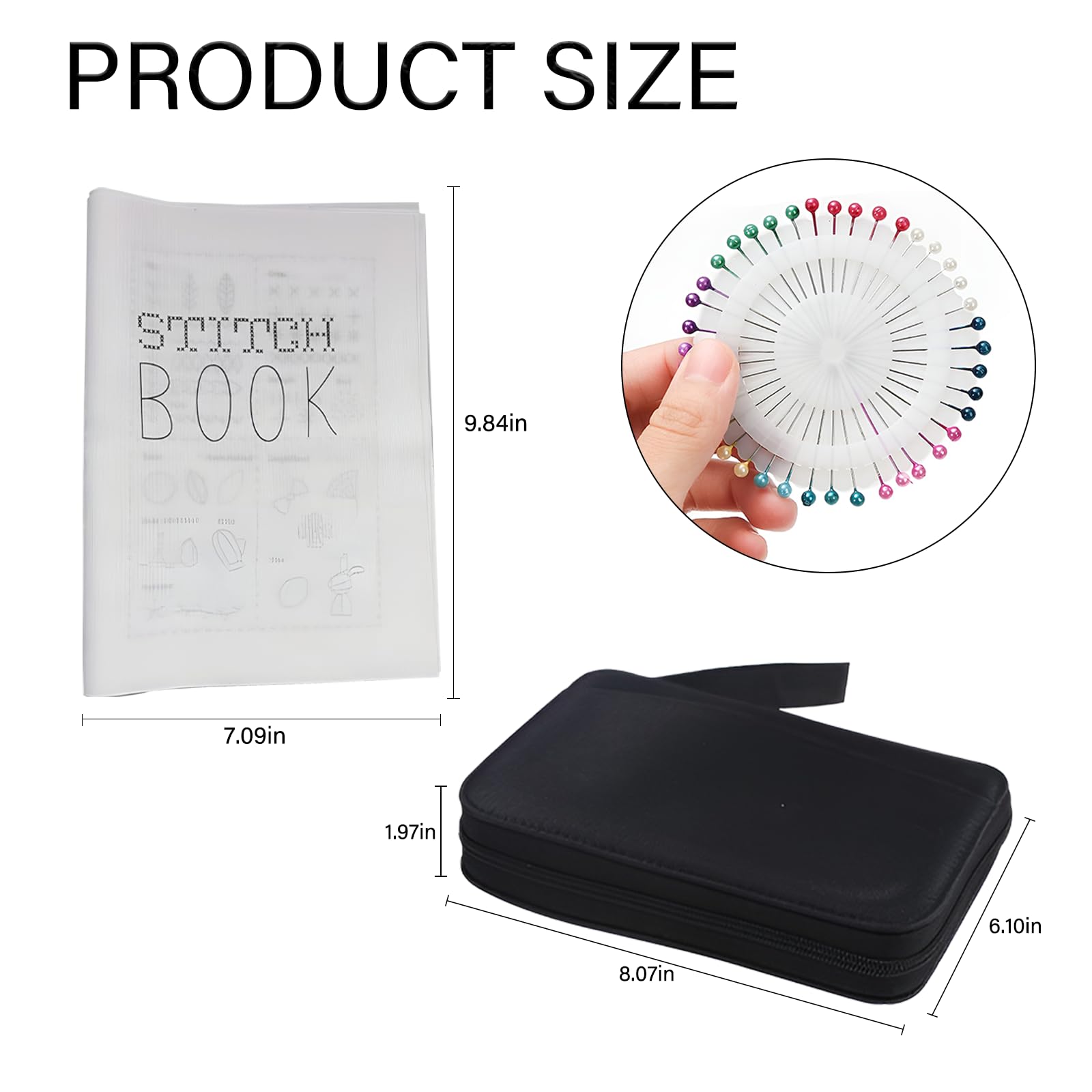Libro de punto de bordado con kit completo de costura, guía esencial para principiantes y entusiastas de la costura, incluye agujas, hilos y patrones para bordado a mano y punto de cruz