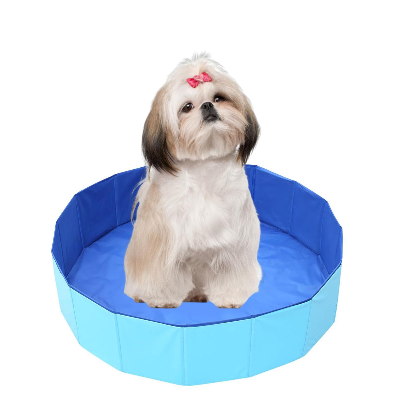 Piscina per cani, grande, 50 x 10 cm, pieghevole, per animali domestici, antiscivolo, portatile, in PVC, blu