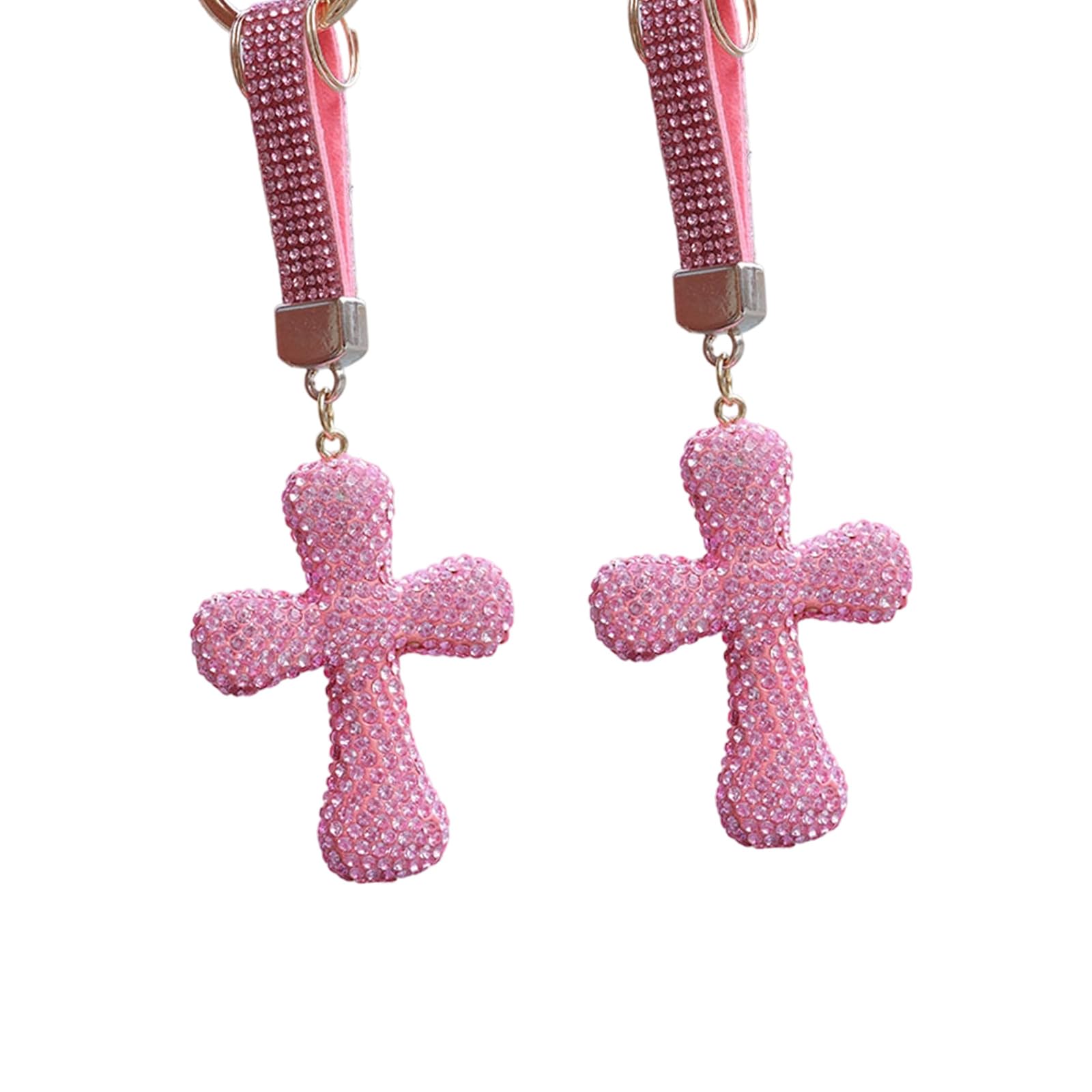 Buxuaaaa Holy Crystal Crosses Pendant Keyring, Women Girl Charm Bag Accessory Religious Blessed & Holy Crosses Keychain Keyring Crystal Rhinestones Car Bag Purse Charm Pendant