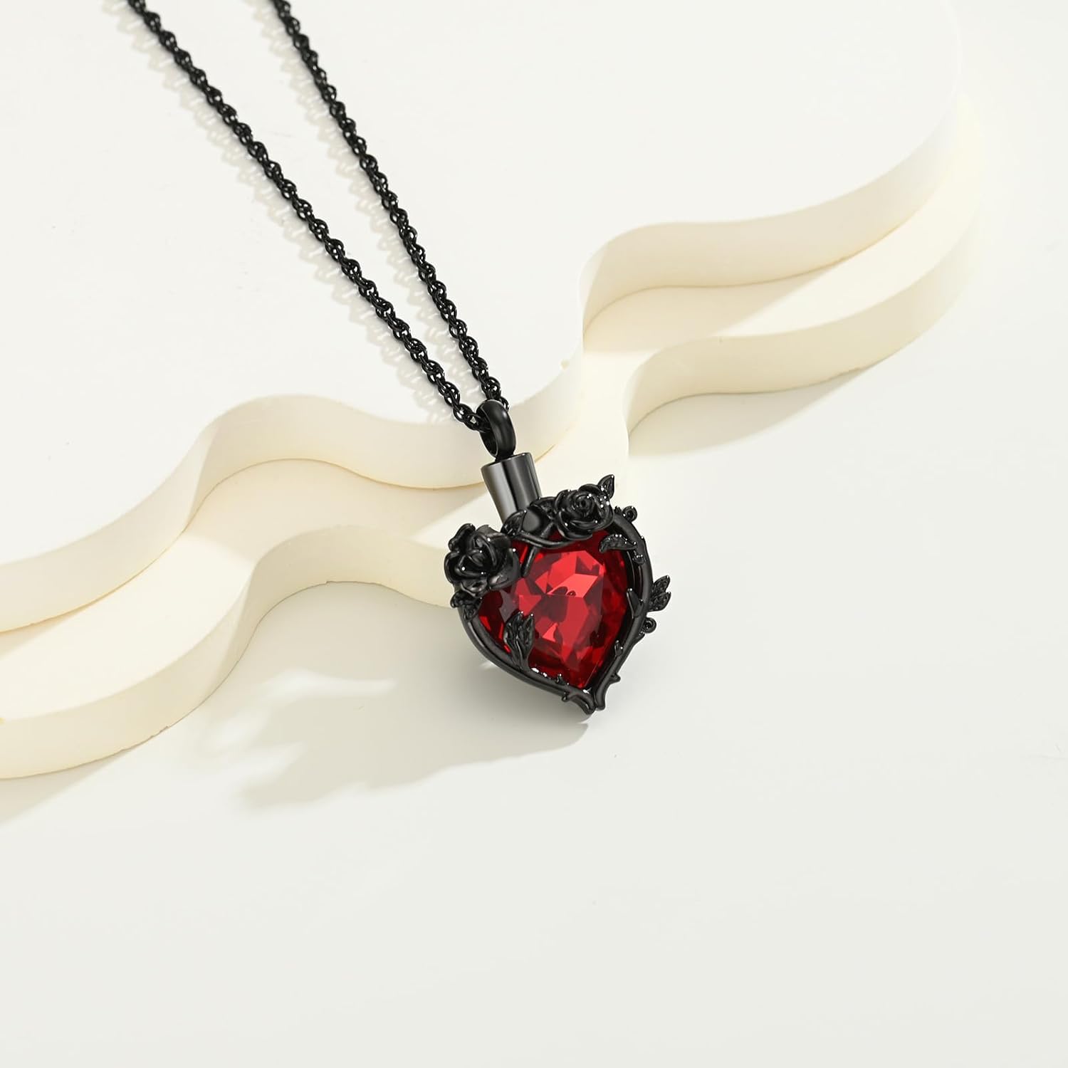 Cremation Jewelry for Ashes Rose Flower Urn Necklace with Crystal Heart Ashes Pendant Butterfly Necklaces for Women Men Memorial Keepsake Jewelry Gift - Image 4