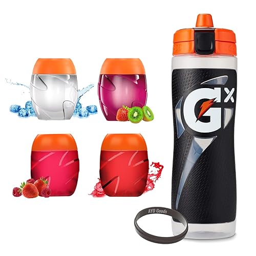 Gatorade Gx Pods - Paquete variado y kit de botella de agua, total de 4 cápsulas con botella Gatorade Gx, negro, 30 onzas, incluye 1 cápsula de cada