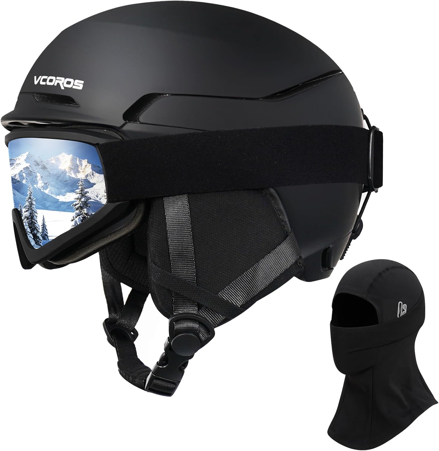 VCOROS Adult Ski Helmet with Goggles Set, Lightweight DXH-811 Snow Sport Helmet for Men and Women, Durable PC Shell, Shockproof Snowboard Helmet for Skiing Snowboarding Snowmobile