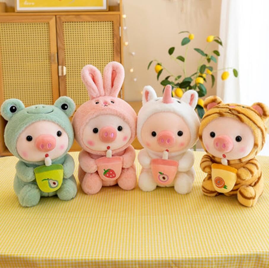 10 Inch Pig Plush Toy Dressed Up As Frog Rabbit Unicorn Tiger Perfect for Kid's Christmas (Rabbit) - Image 4
