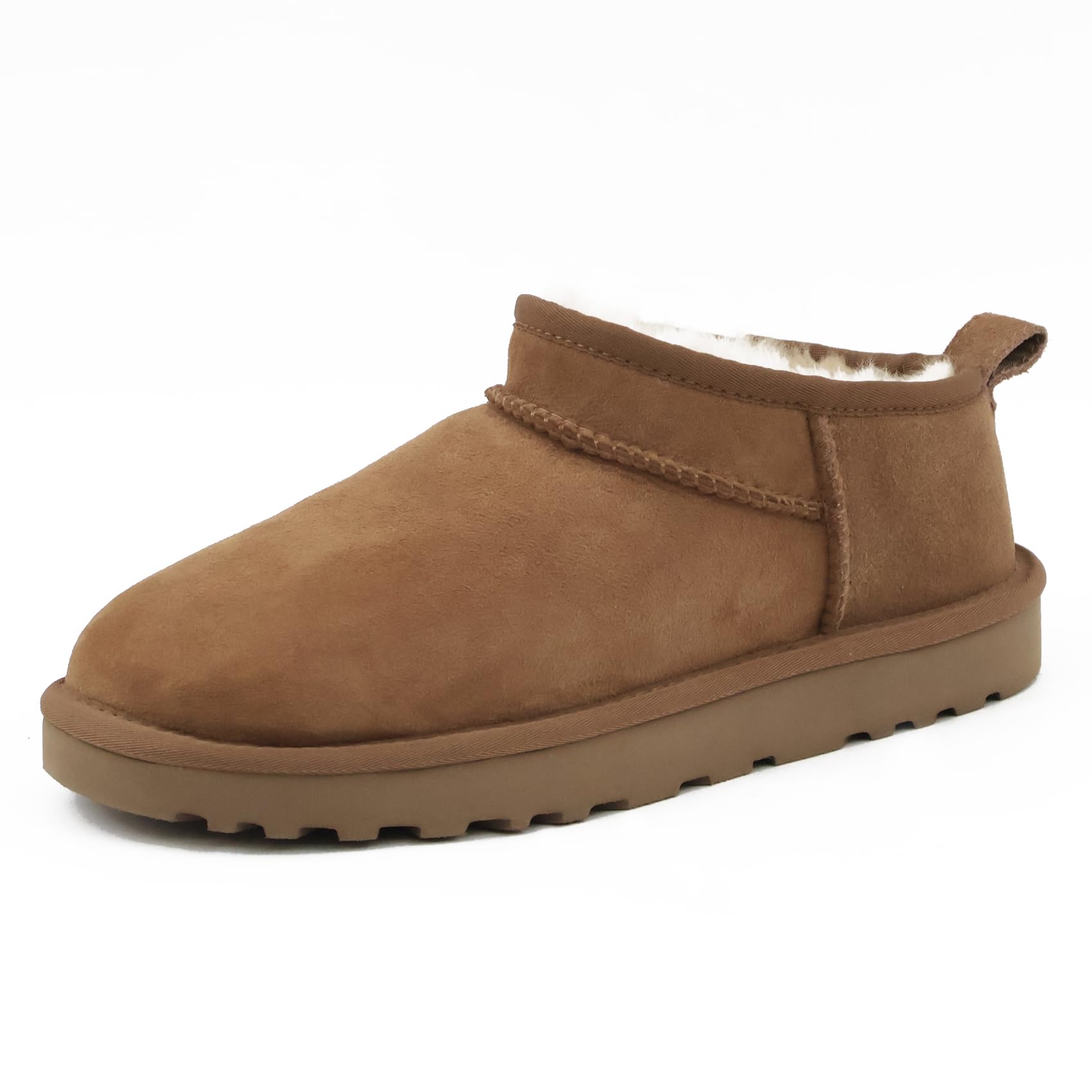 Womens Ankle Boots Genuine Sheepskin Suede Wool Slip-On Winter Booties with Lightweight Sole Easy Pull-On Design