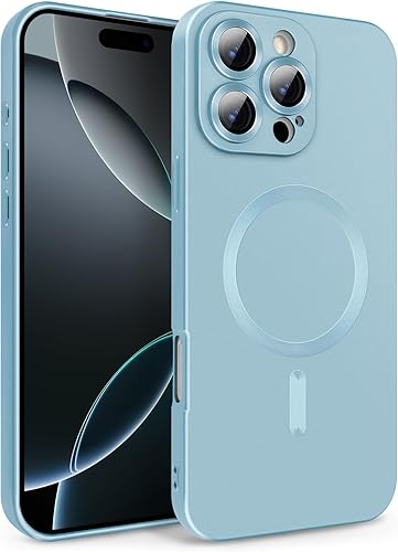 Miniatura 8 de Funda magnética para iPhone 14 Pro Max, funda de pintura metálica de lujo con MagSafe para mujeres, niñas y hombres, protector de lente de cámara,