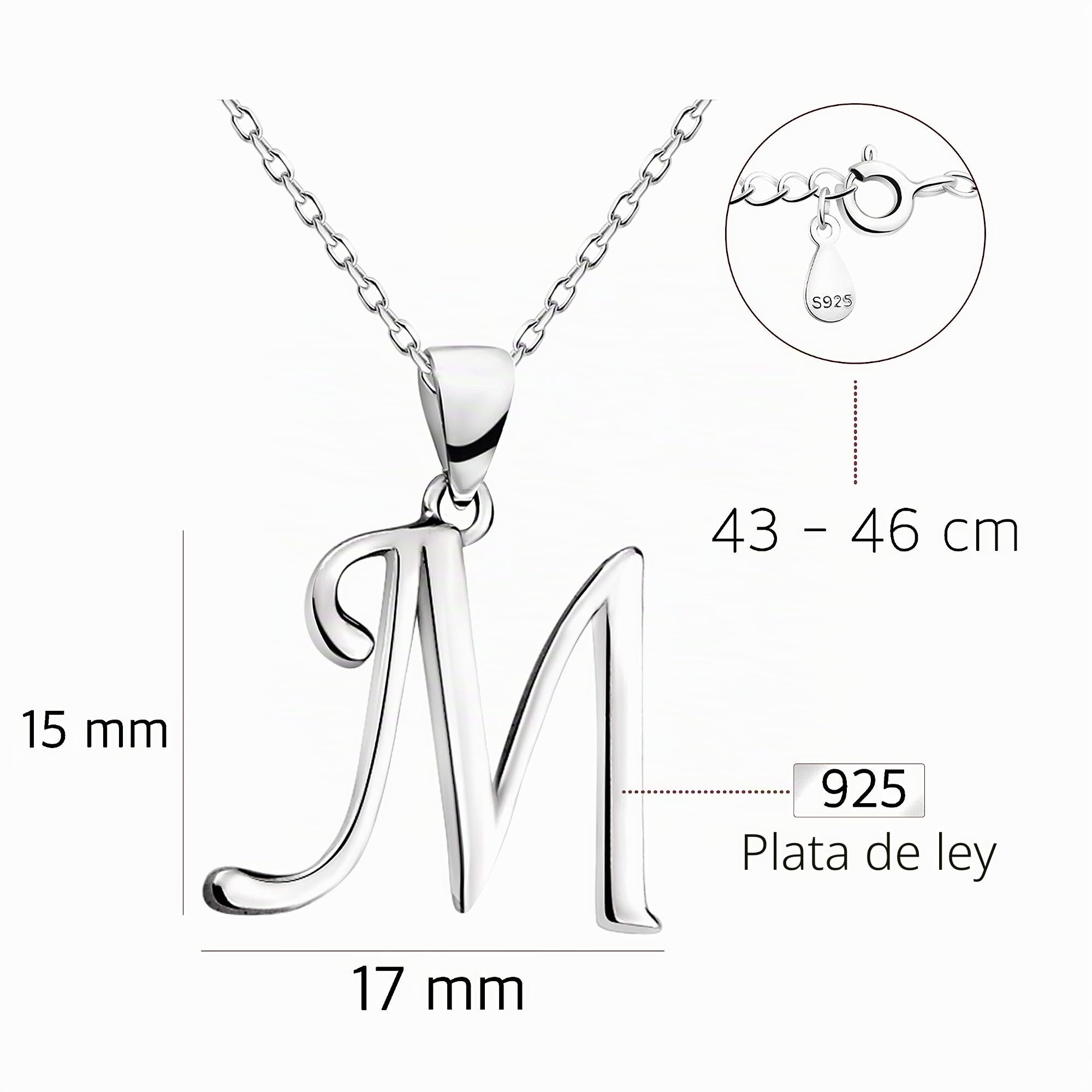 Sofia Milani - Collar para Mujeres en Plata de Ley 925 - Colgante de U Carta