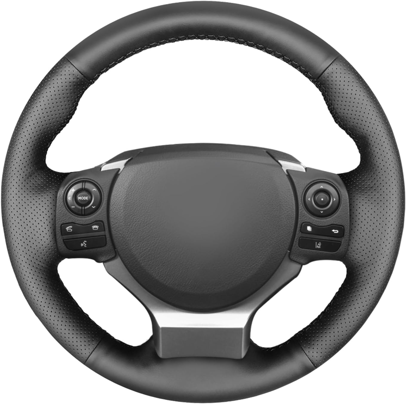 MEWANT Hand-Stitched Black Genuine Leather Car Steering Wheel Cover Wrap for Lexus IS 200t 220d 300h F Sport 2013-2021/ RC 2015-2021/ CT 200h 2014-2021/ NX 2014-2021