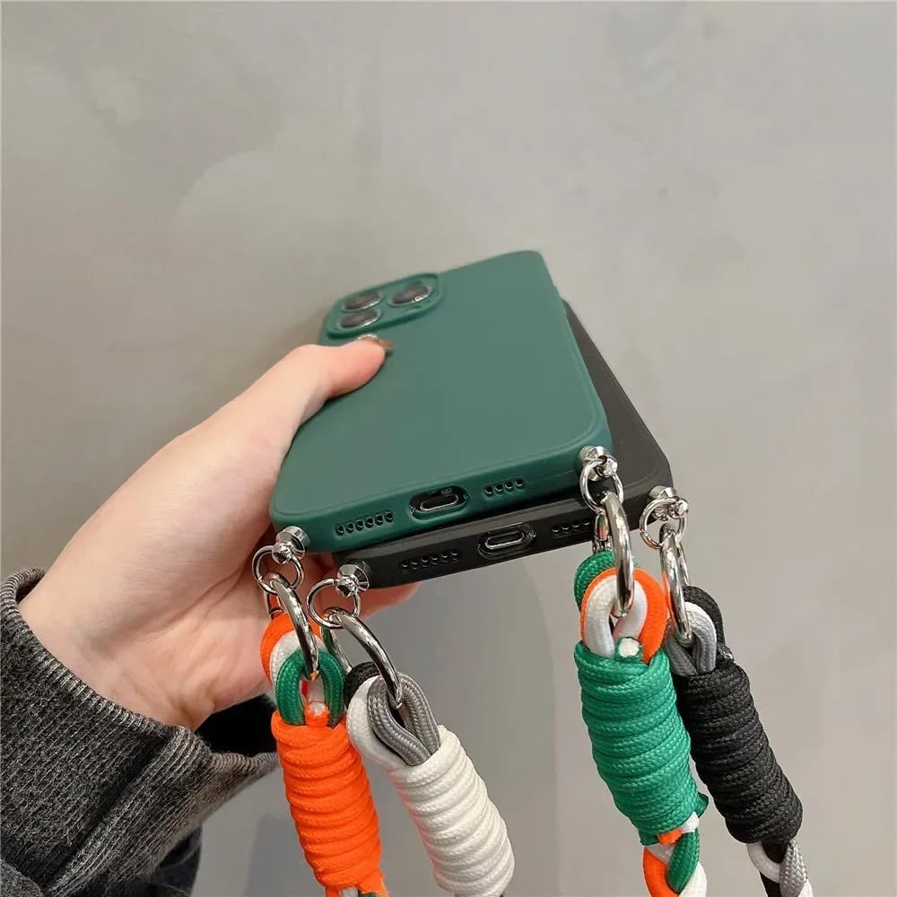 Funda de teléfono Blanda a Prueba de Golpes con cordón y Armadura de Caramelo para iPhone 15, 14, 13, 12, 11 Pro MAX, 7, 8 Plus, Color Negro, para iPhone XR