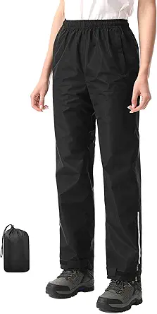 iCreek Women's Waterproof Rain Pants, Packable, Lightweight, Windproof for Outdoor Activities