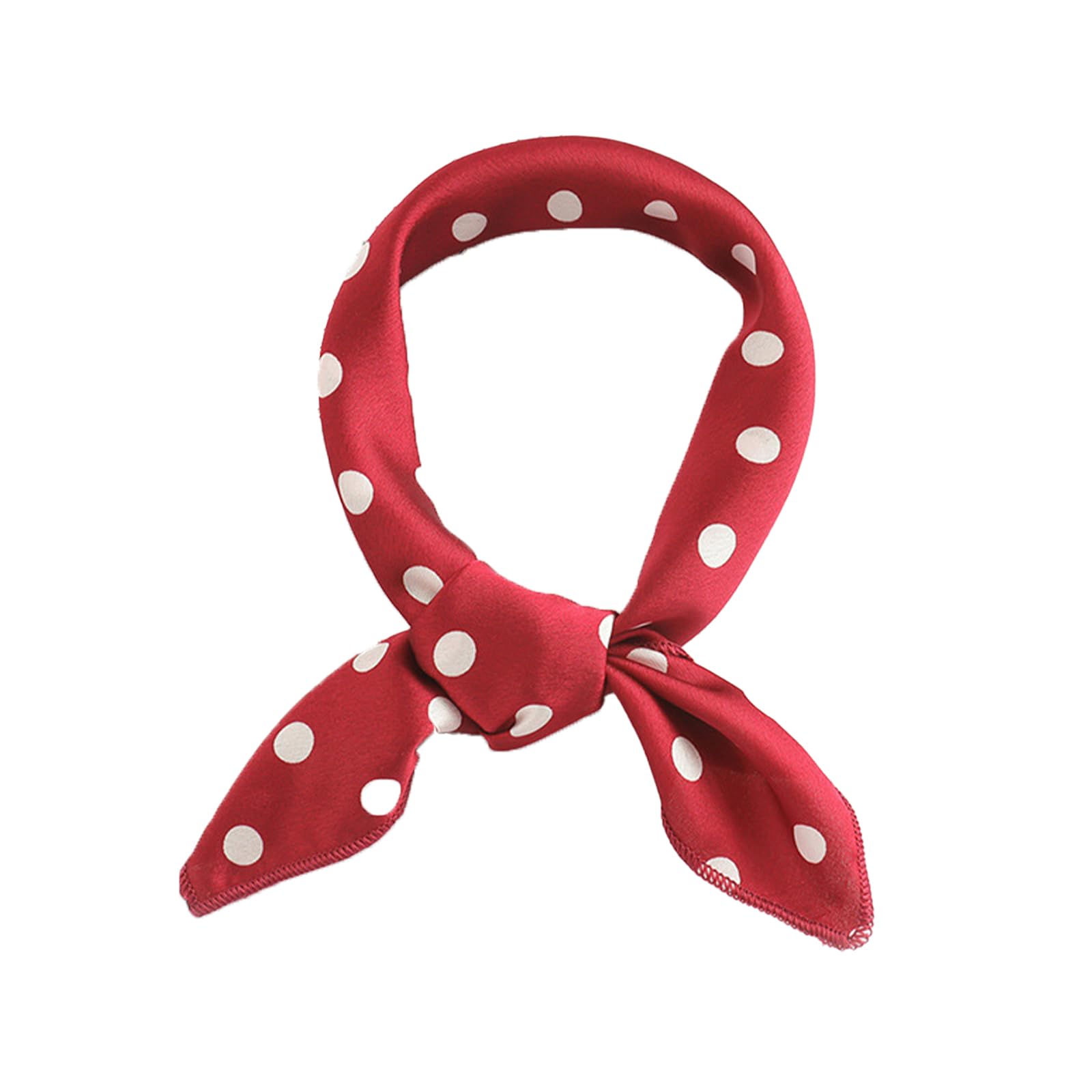 CEEGEWW 1 PCS Chiffon Scarf Square Red Polka Dot Bandana Head Scarf, Vintage Style Large Polka Dots Bandana, Versatile Decorative Headband Hair Scarfs for Wedding Valentine for Women and Girls