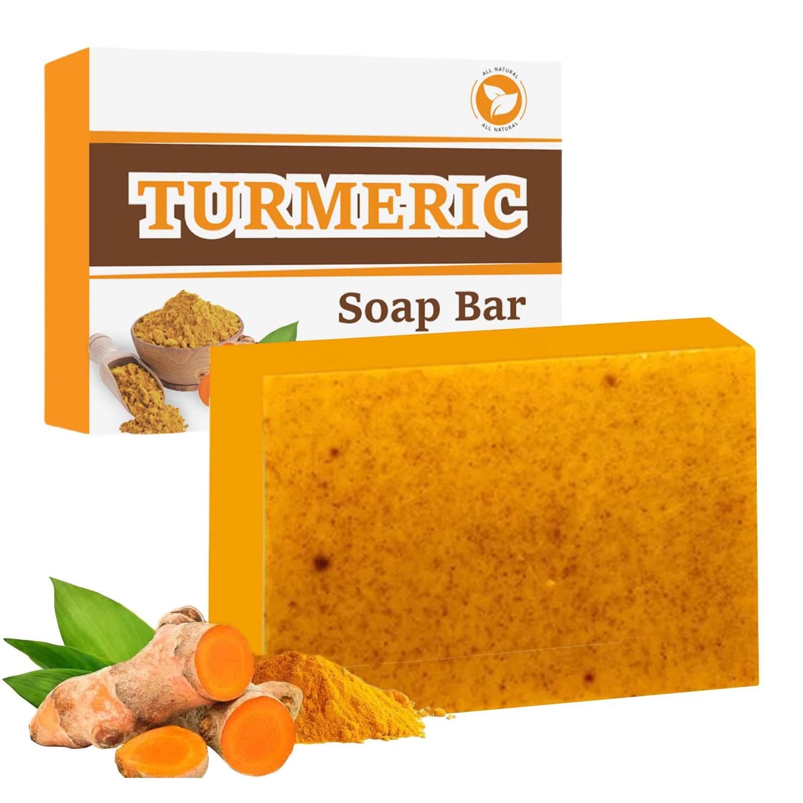 Turmeric & Kojic Acid Soap Bar for Body & Face, Fades Dark Spots & Acne, Boosts Collagen & Vitamin C for Even Tone & Smooth Glow, 100g