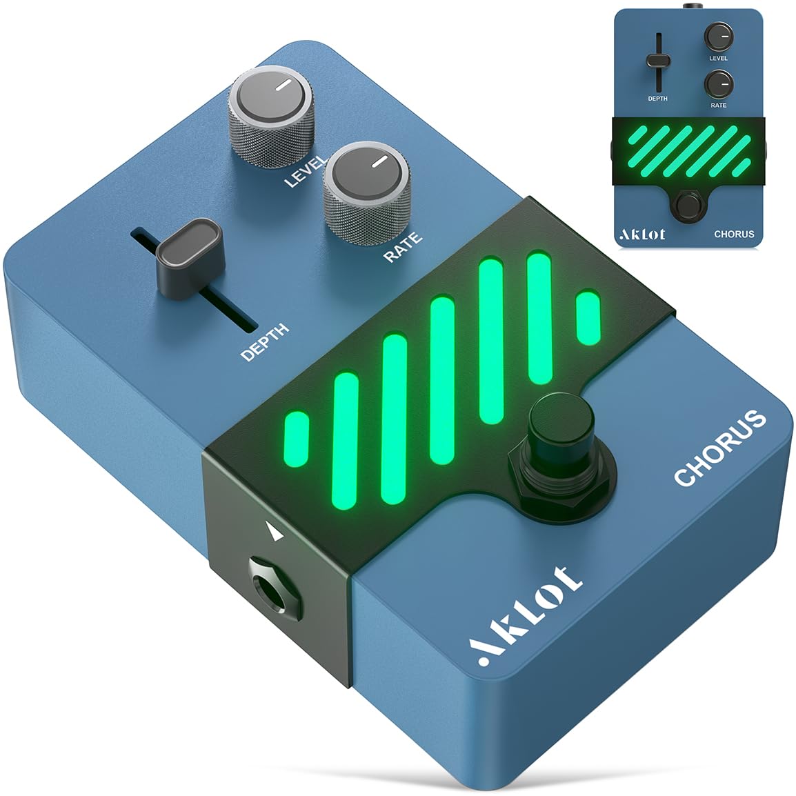 AKLOT Chorus Electric Guitar Pedal: Warm Vintage Shimmer to Lush Chorus Depth, Dynamic Touch-Responsive Modulation, Rate &amp; Depth Control, Mini Guitar Effect Pedal with True Bypass, NEON TwinWave