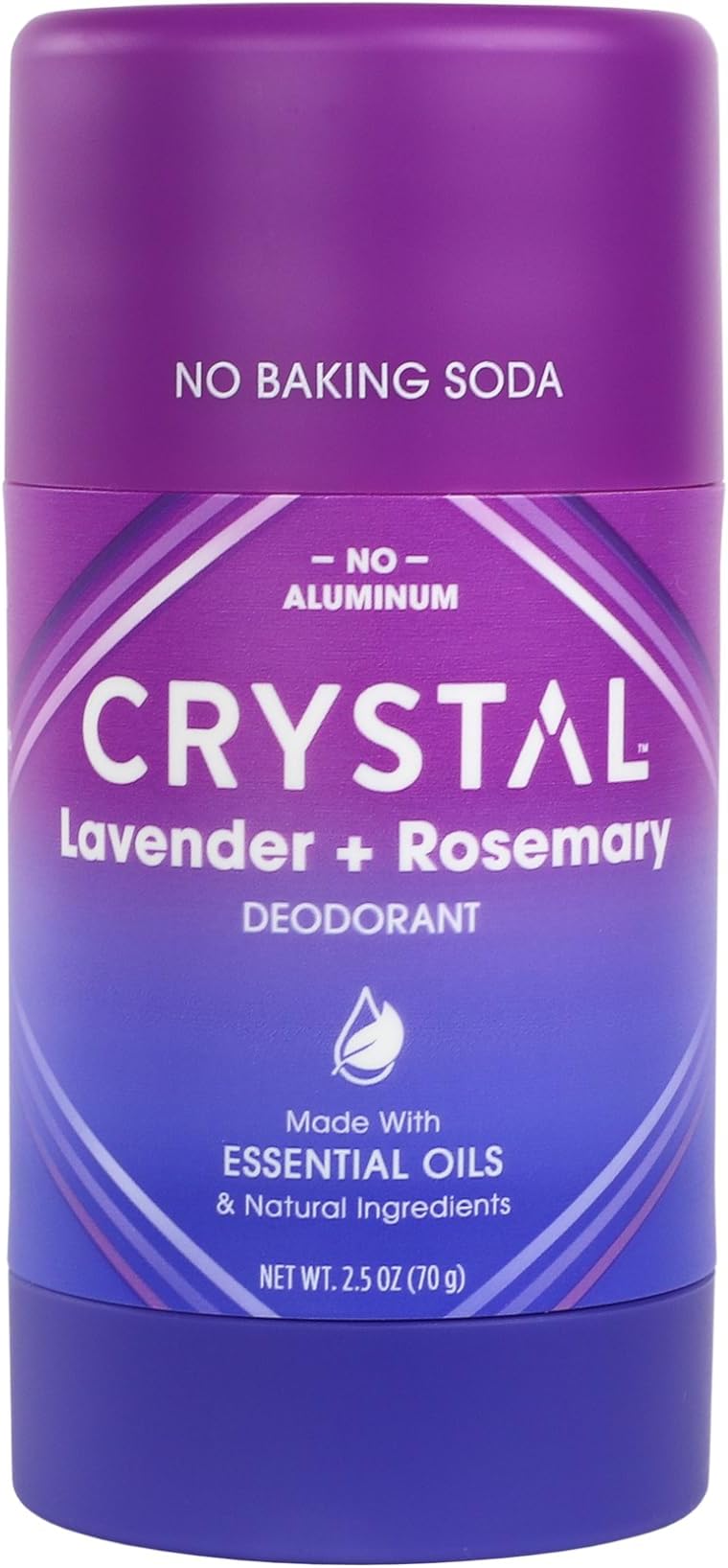 Crystal Magnesium Solid Stick Natural Deodorant, Non-Irritating Aluminum Free Deodorant for Men or Women, Safely and Effectively Fights Odor, Lavender + Rosemary, 2.5 oz