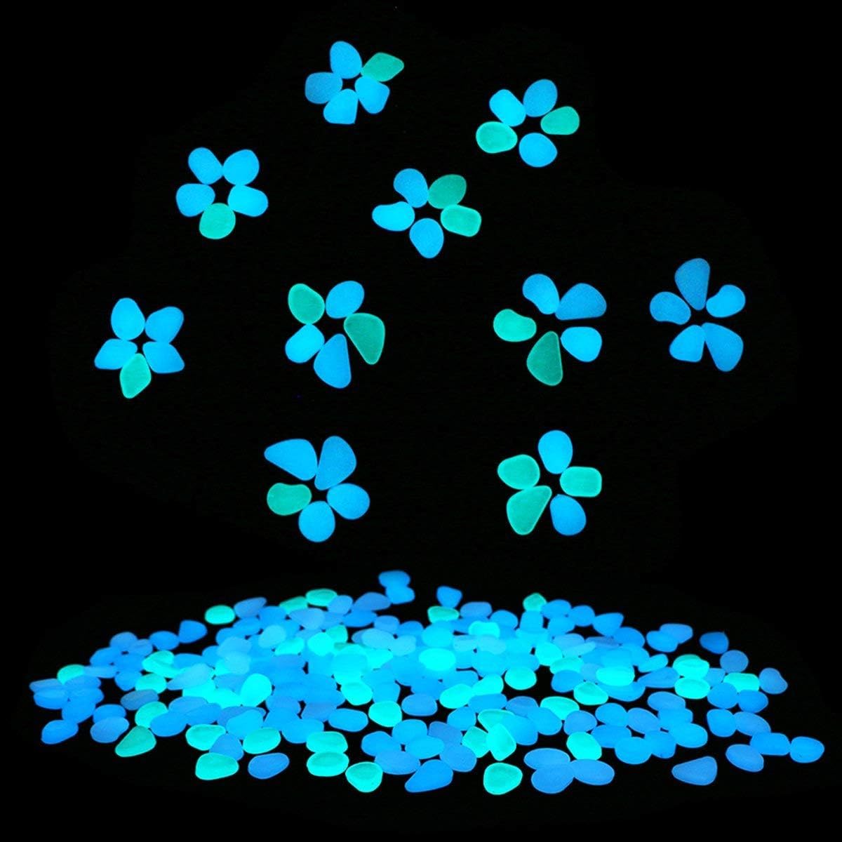 100 PCS Glow in The Dark Garden Pebbles Stones Rocks, EVERMARKET Glowing Rocks for Yard and Walkways Decor (Blue and White) - Image 2