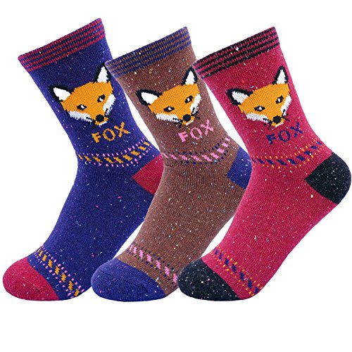 Image of JOYCA & CO. 3-5 Pairs Womens Multicolor Fashion Warm Wool Cotton Thick Winter Crew Socks