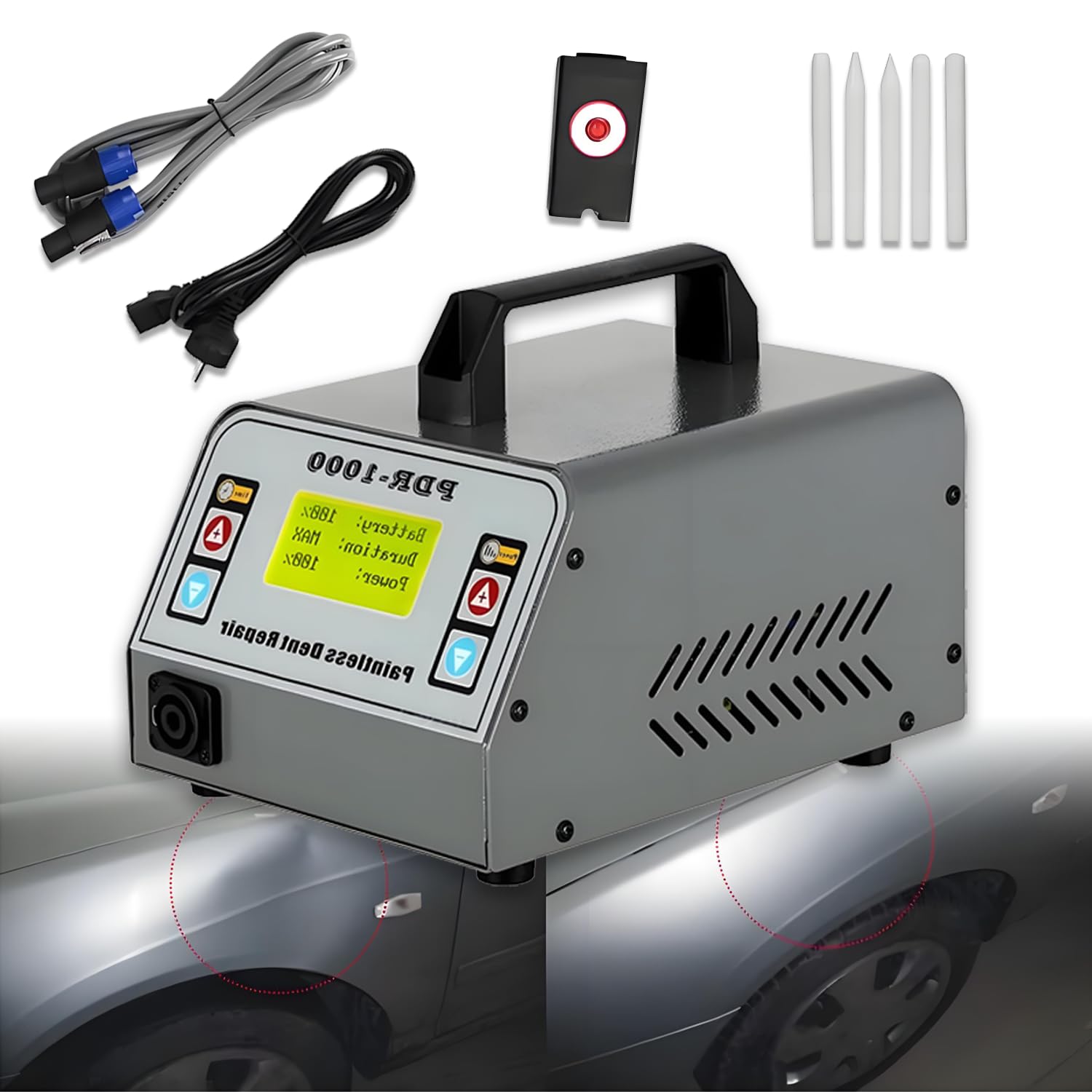 1000 W Indukcyjny podgrzewacz PDR, bezlakierowe narzędzie do naprawy wgnieceń, zestaw do usuwania wgnieceń, cyfrowy wyświetlacz mocy i czasu, do usuwania wgnieceń w samochodzie