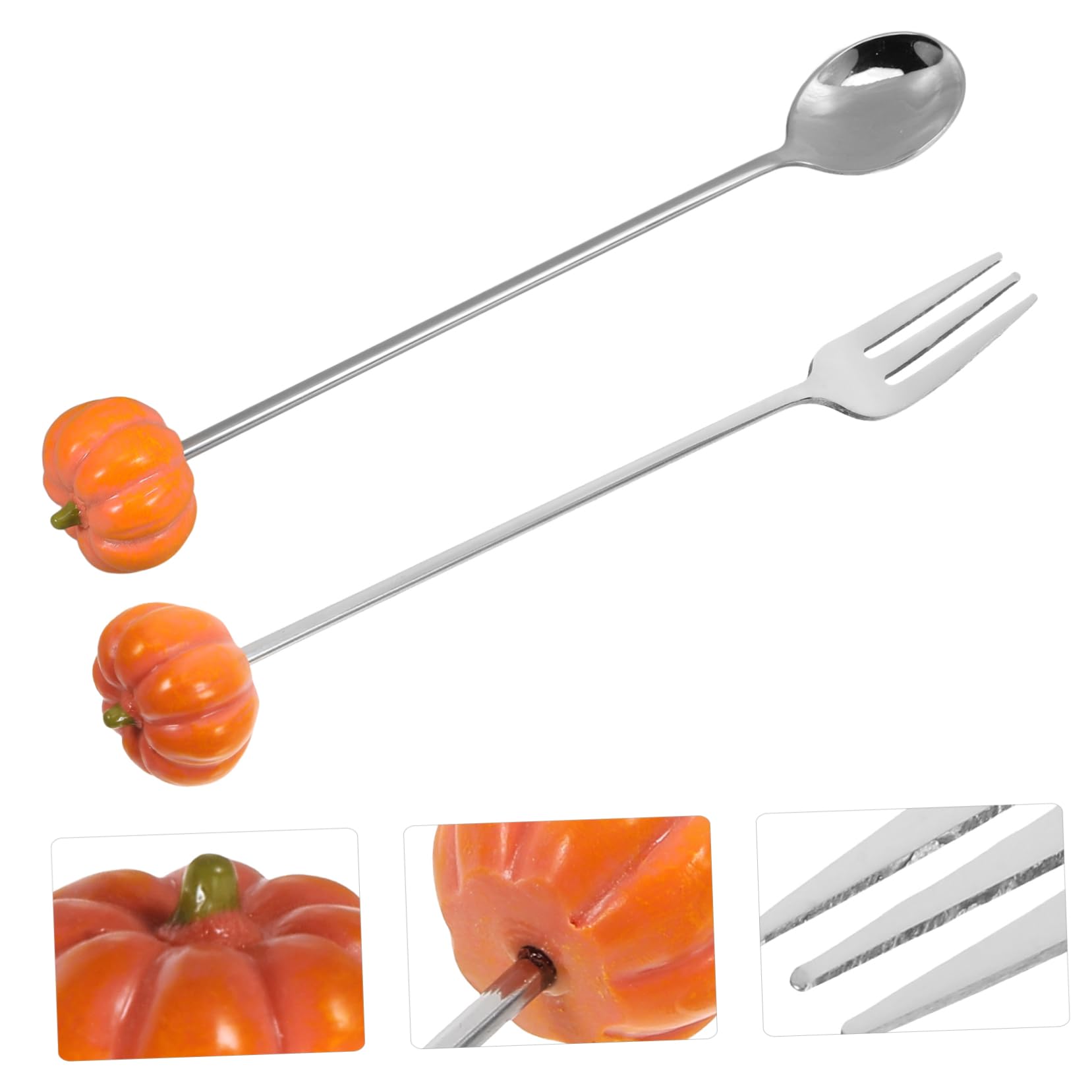 PRETYZOOM 1Set Stainless Steel Dessert Spoons Salad Forks Multi Functional Reusable Utensils for Fruits Cakes Appetizers and More Lightweight Convenient for Everyday Use