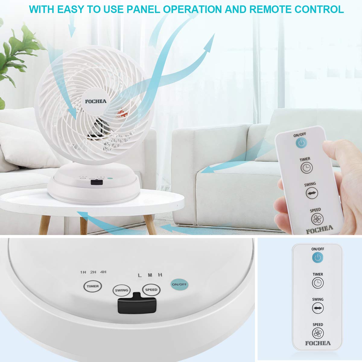 FOCHEA Air Circulator Cooling Fan, Desk Fan Quiet Cooling Fans Turbo