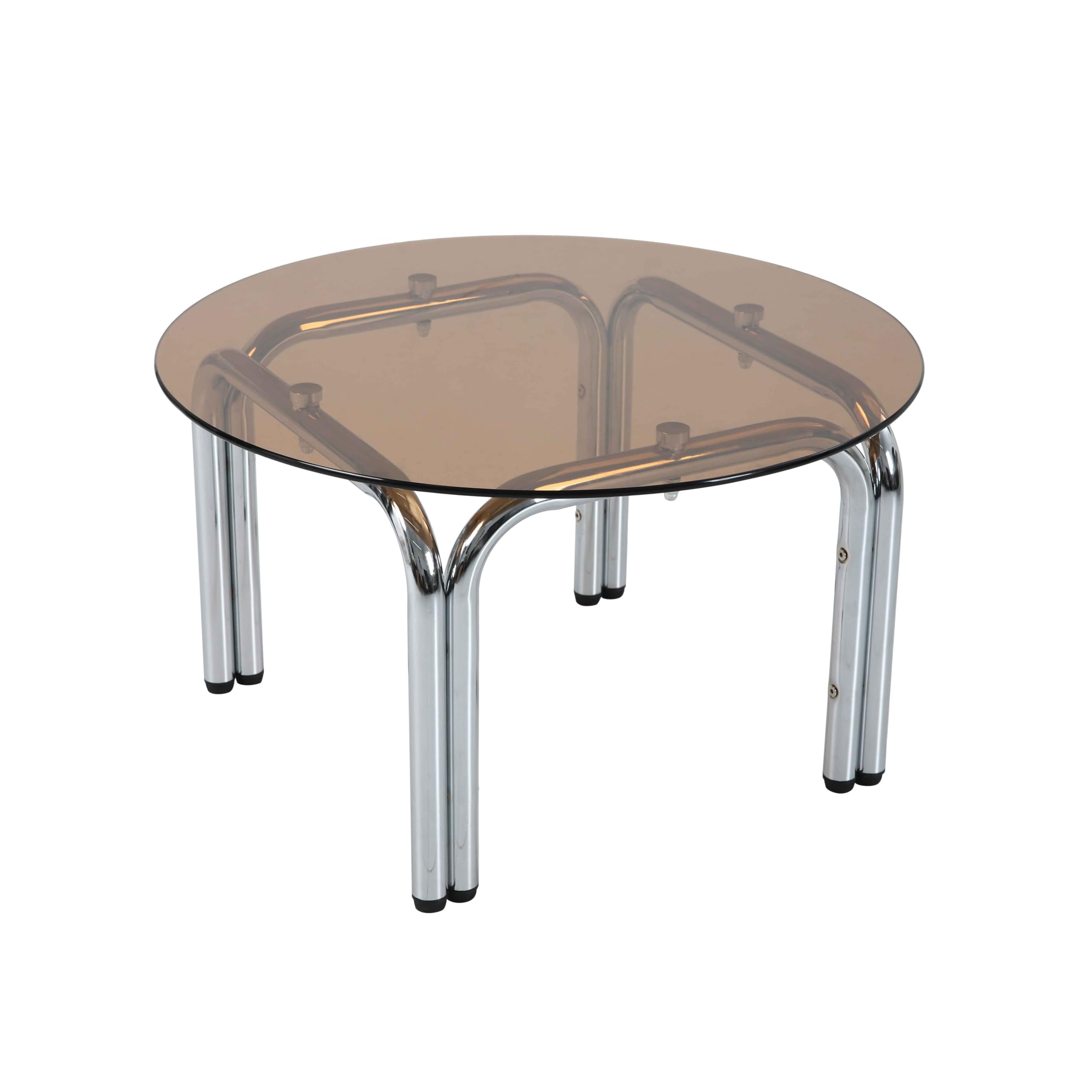 Oviala Table Basse en Verre trempé Ronde diam70 cm Marron