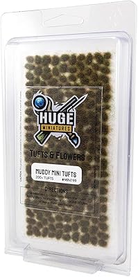 Huge Miniatures Mini Tufts, Muddy Static Grass for Historical Model Miniature Basing by Huge Minis Â– 200+ Self-Adhesive Grass Tufts