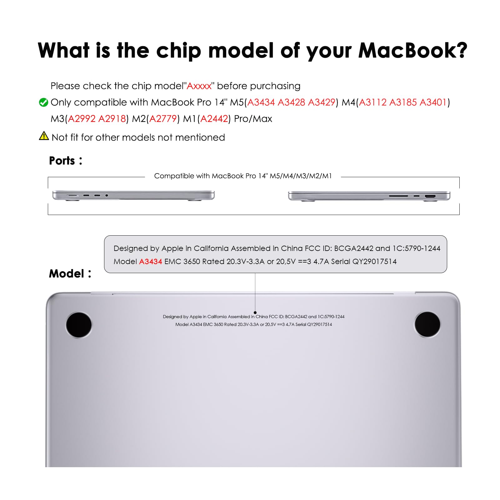 Coque Anti-craquage MacBook Pro 14 Pouces M5 M4 M3 M2 M1 Pro/Max TPU Noir PC Rigide