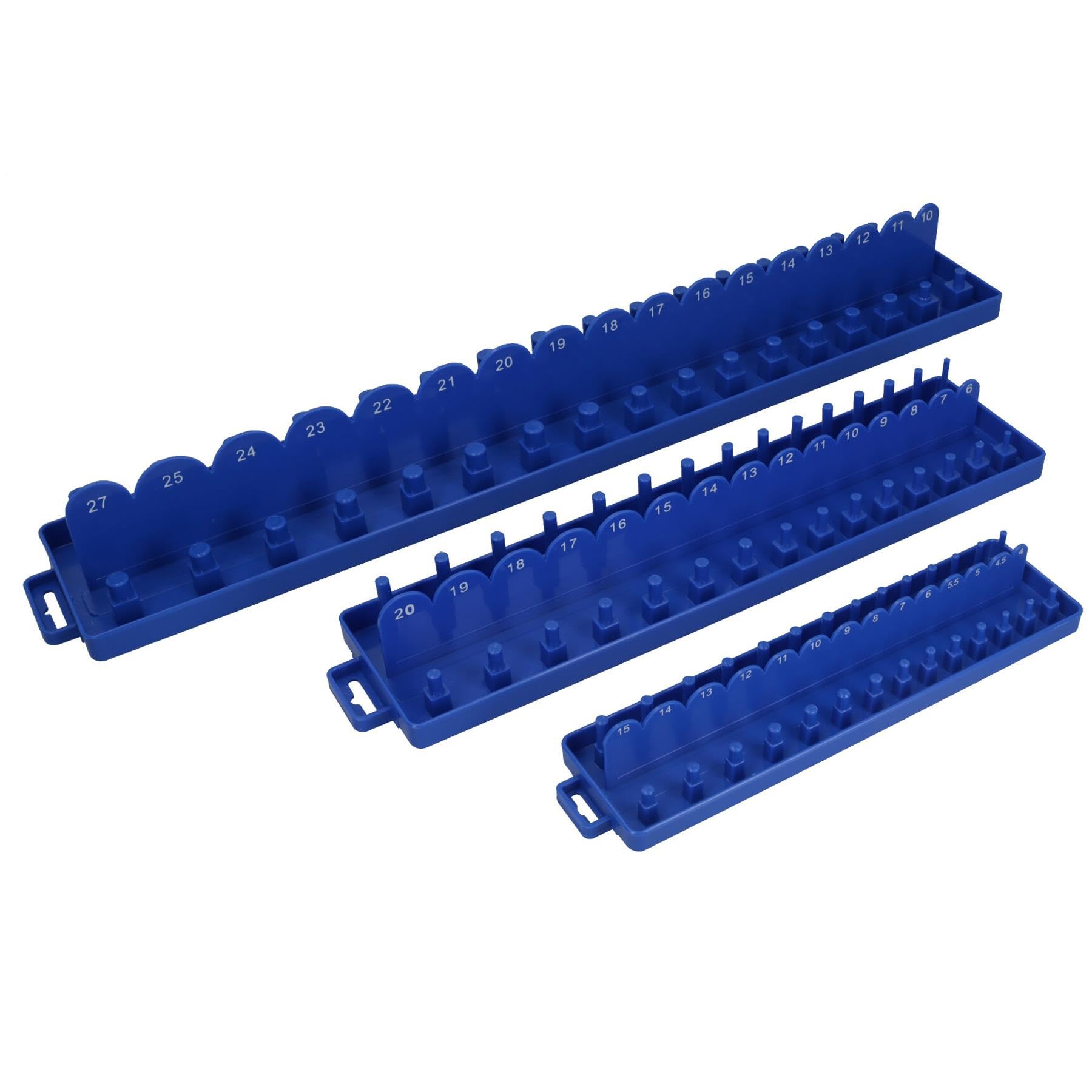3pc ABS Plastic Socket Holder Tray Sets Metric 1/4